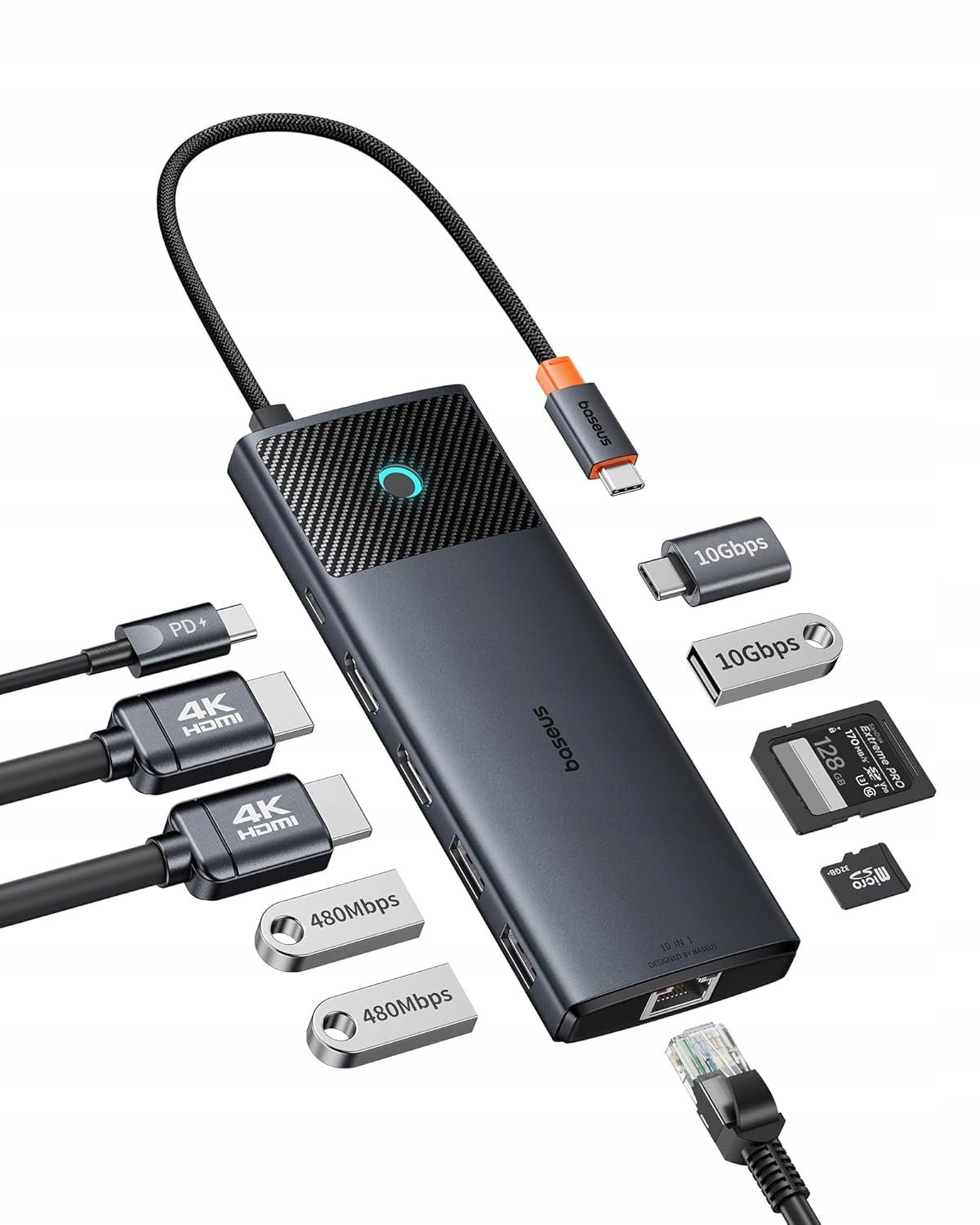 Baseus Docking Station 10in1 USB-C 10Gbit/s Black