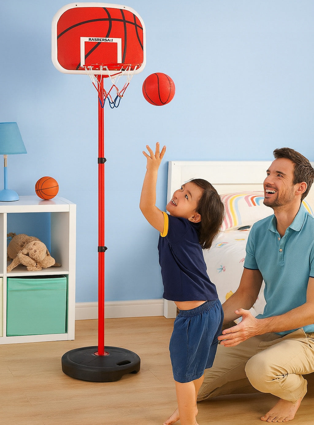 Basketball Basket Basketball Board Adjustable Set with Ball Color red