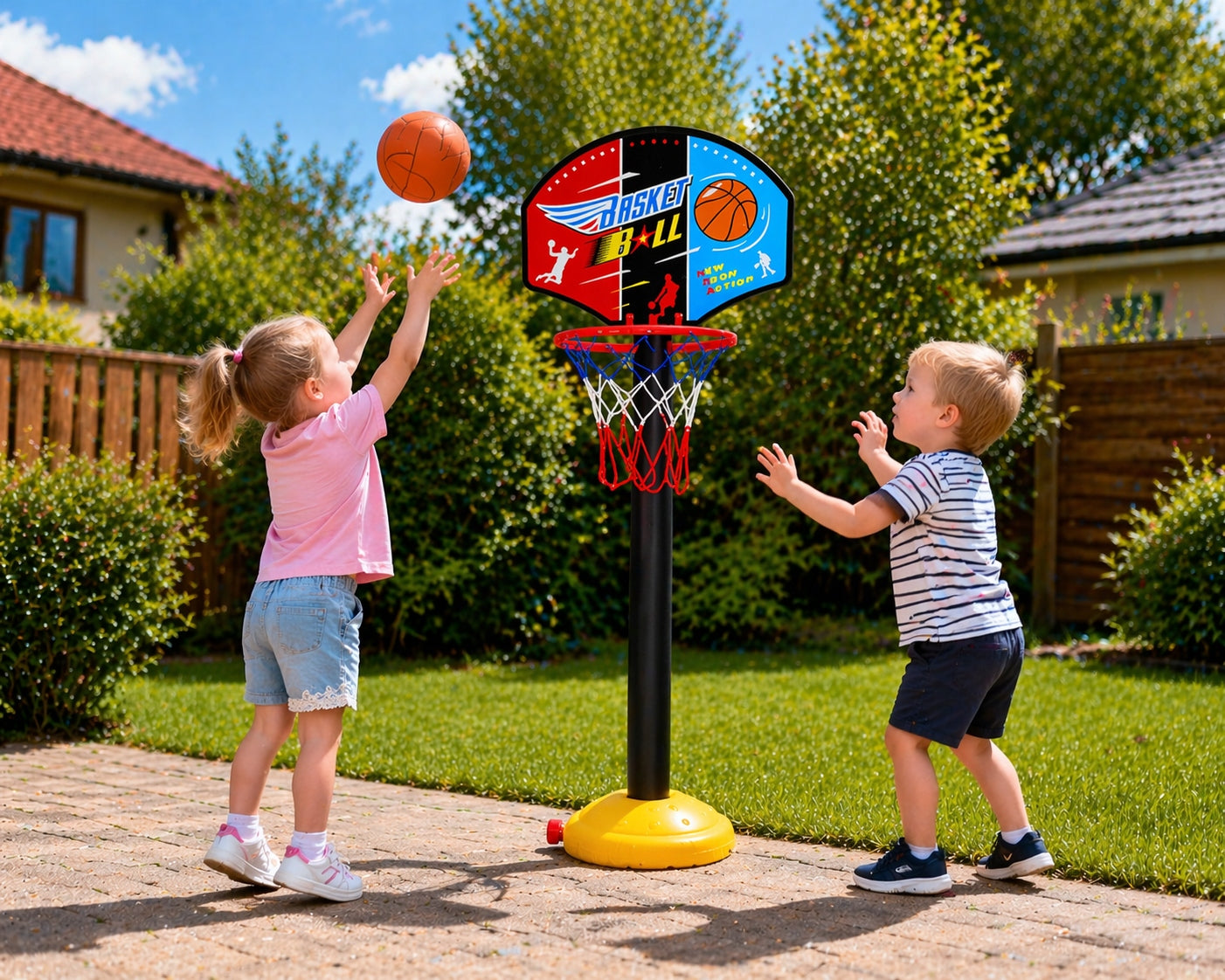 Basketball basket 115 cm for children adjustable set ball pump Certificates and opinions CE