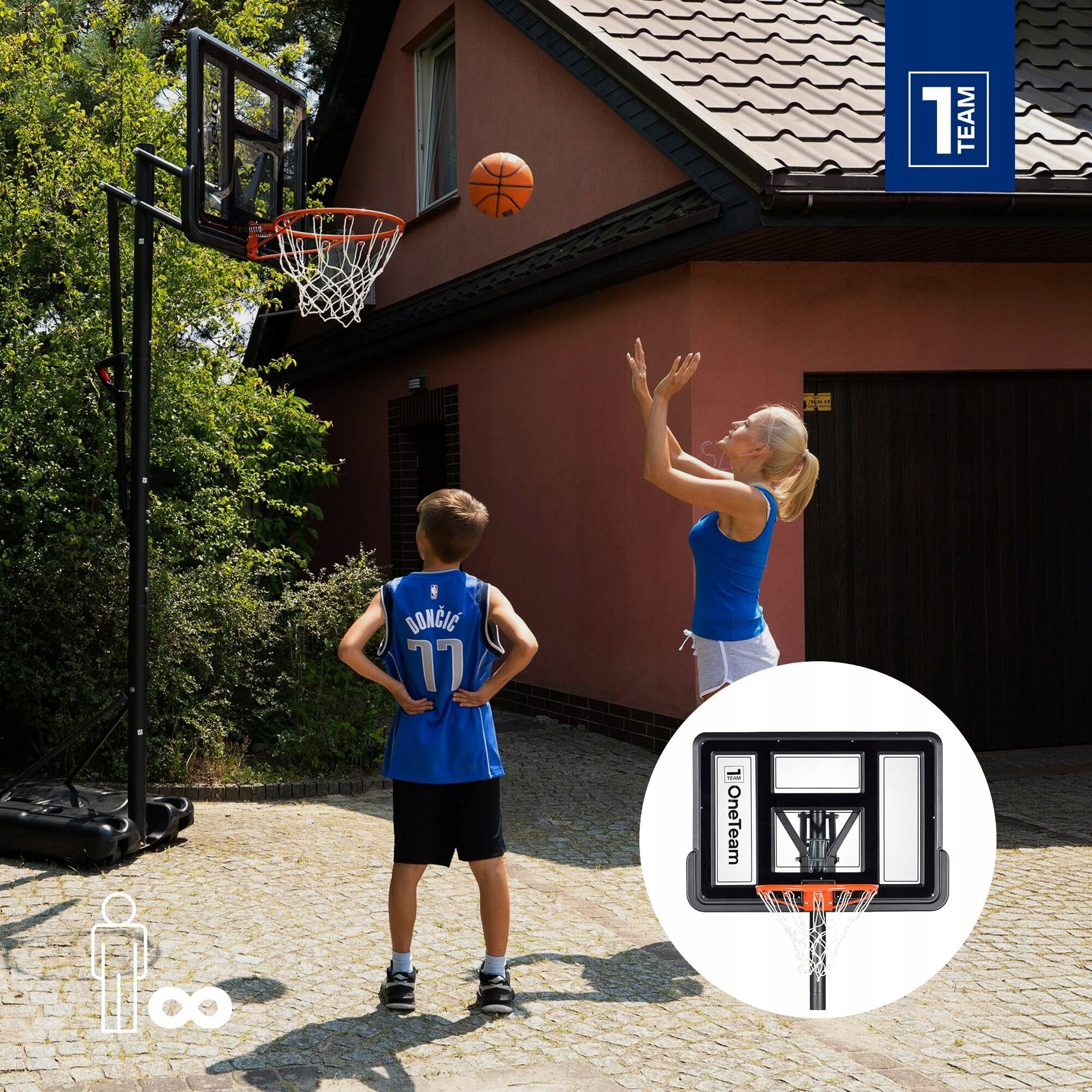 Basketball basket OneTeam BH02 Adjustable up to 305 cm Stable Mobile Wheels Manufacturer code BH02