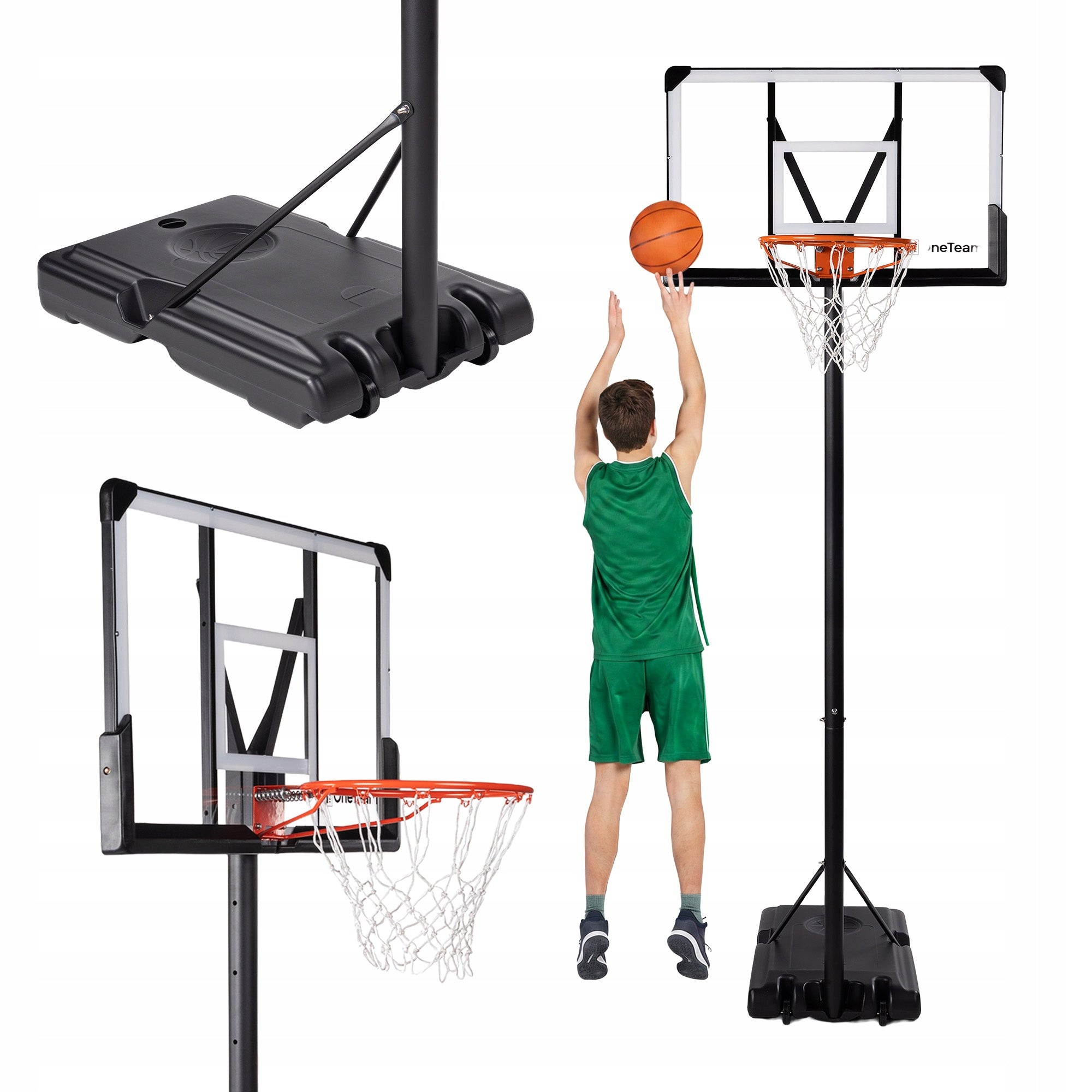 Basketball basket OneTeam BH06 Adjustable up to 305 cm Stable Mobile Wheels