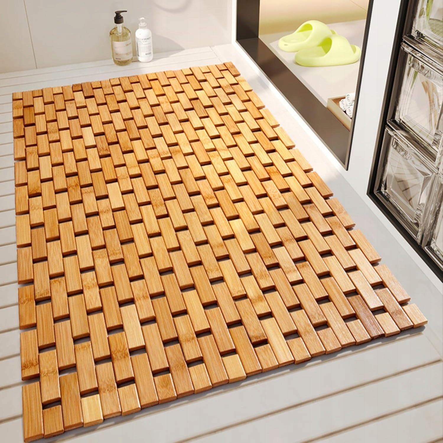 Bathroom BAMBOO MAT Floor Rug Wooden for Bathroom Natural Material bamboo fiber
