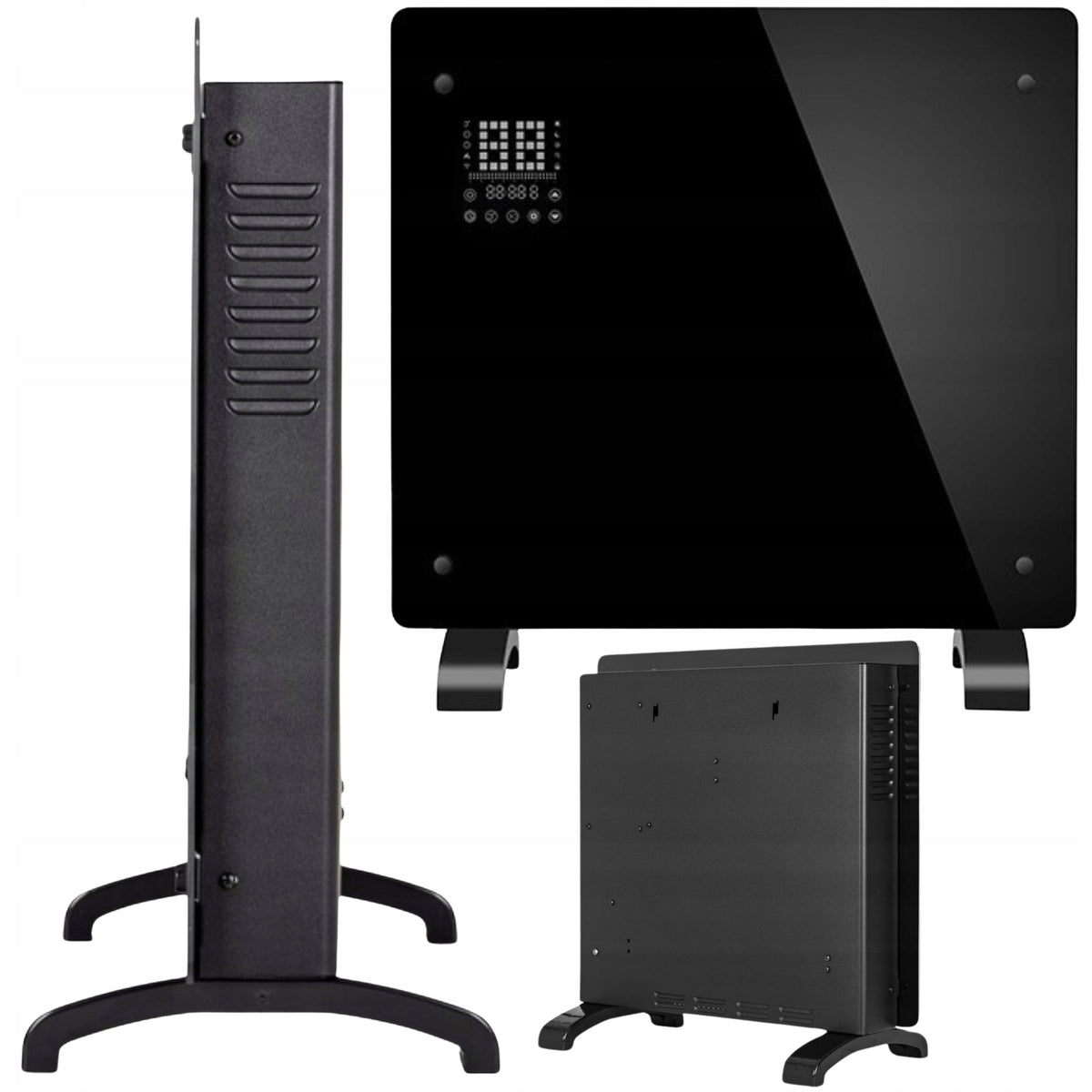 Bathroom Convector Glass Touch Heater 1000W Black Electric