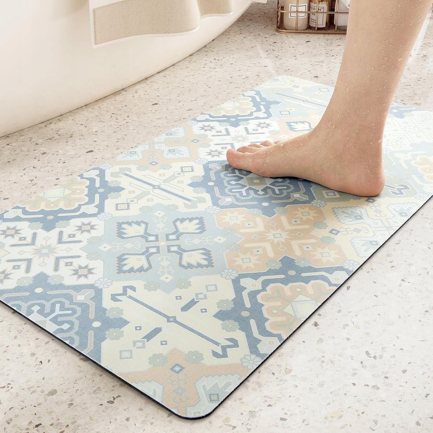 Bathroom Mat Non-Slip 110x60cm Boho Quick Drying Absorbent Rug