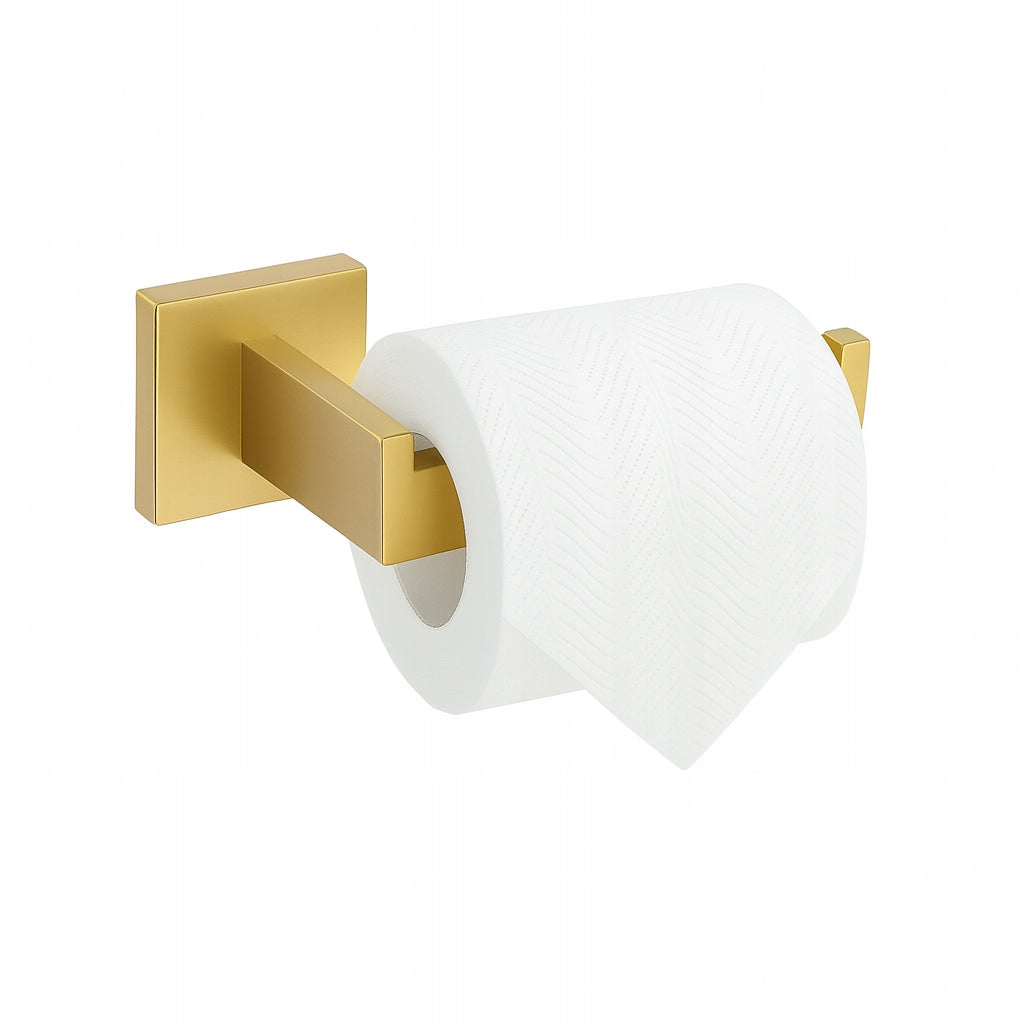 Bathroom Paper Holder Gold Mat CARO Metal Pin Mount