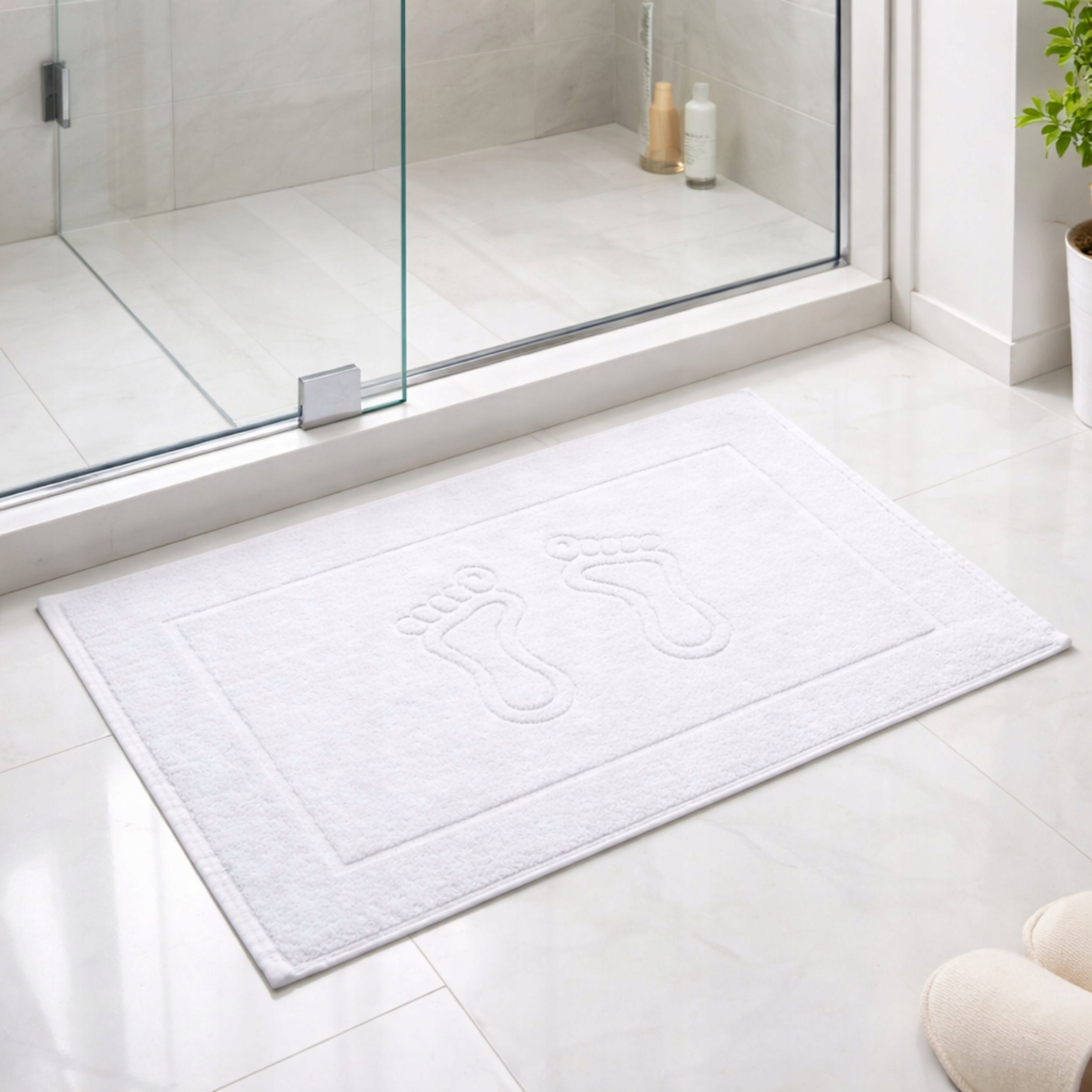 Bathroom Rug 50x70 cm hotel WHITE 650g cotton FOOT OEKO-TEX Packaging status original
