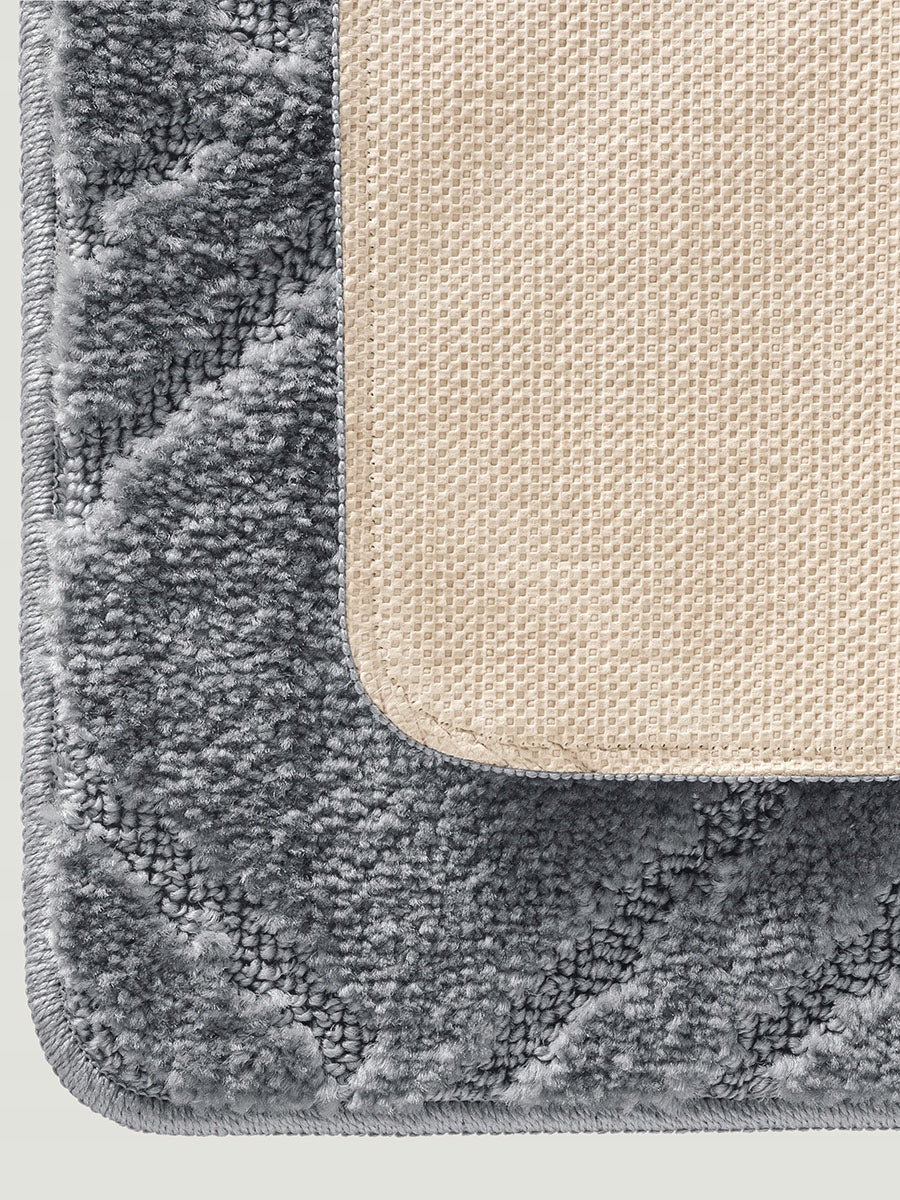Bathroom Rug 50x80 Non-Slip Large Bathroom Mat Silver Grey Length 80 cm