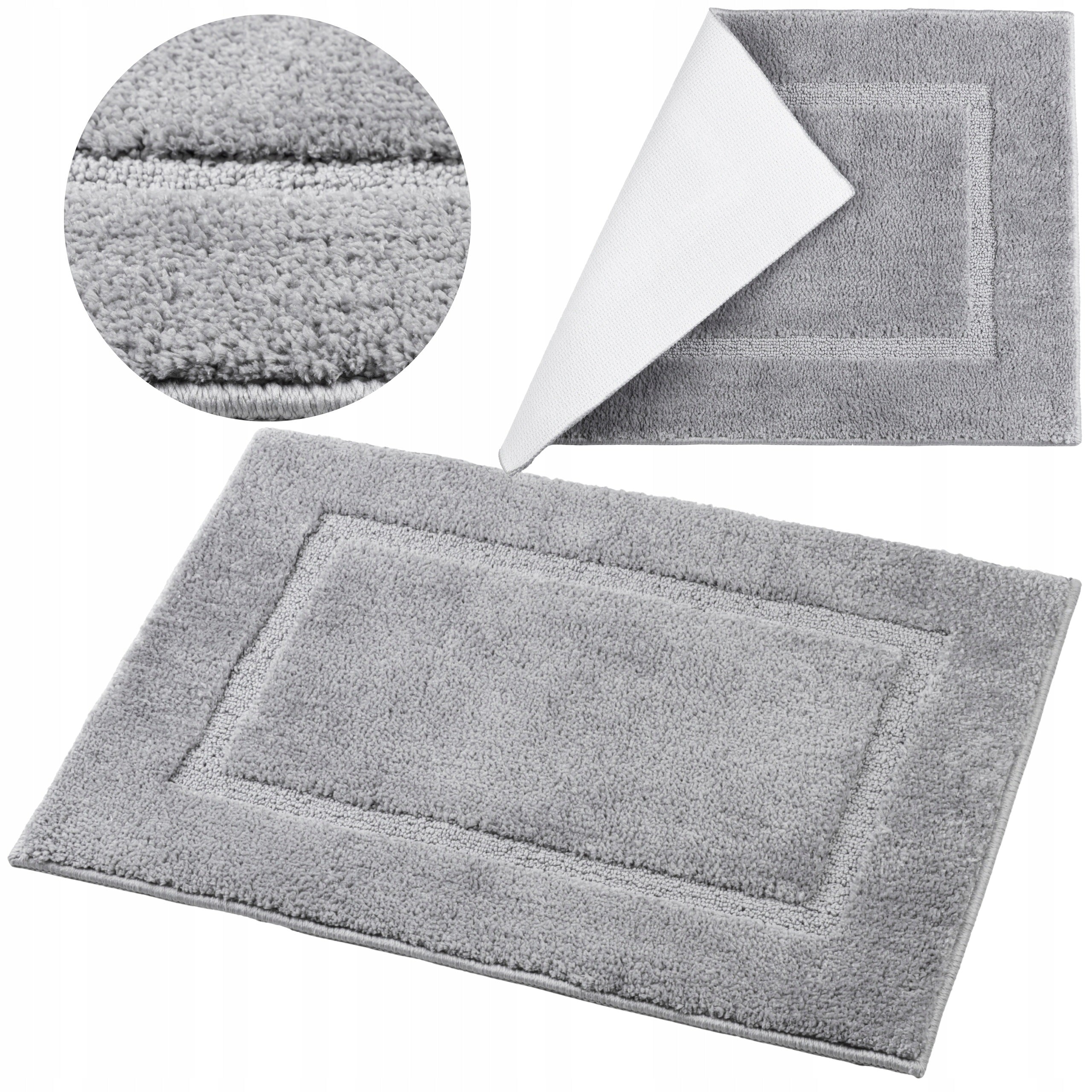 Bathroom Rug Anti-Slip Quick-Drying Mat Grey Soft 65x45 cm
