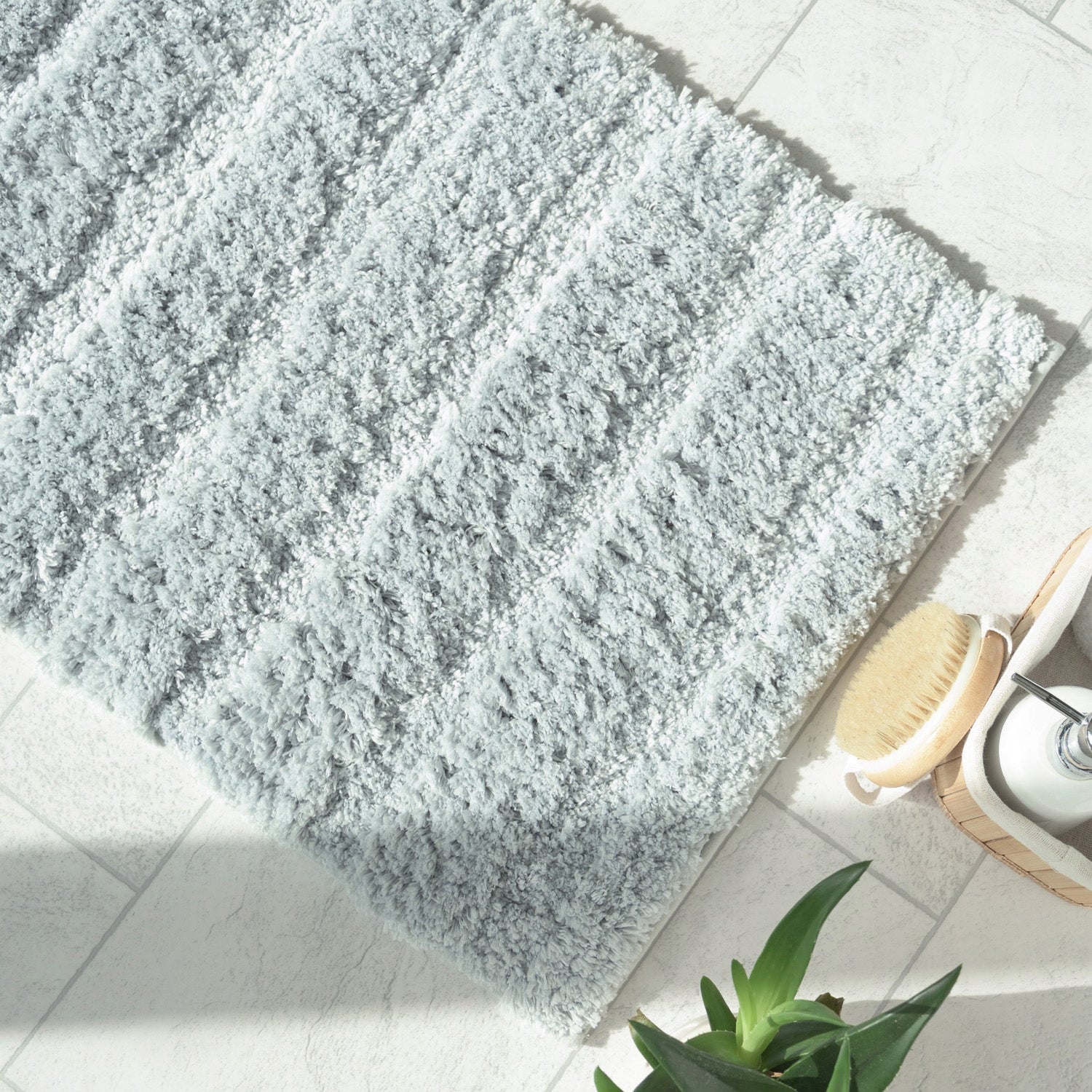 Bathroom Rug Anti-Slip Thick Soft Fluffy 60x90cm Grey Nice Manufacturer code 507044