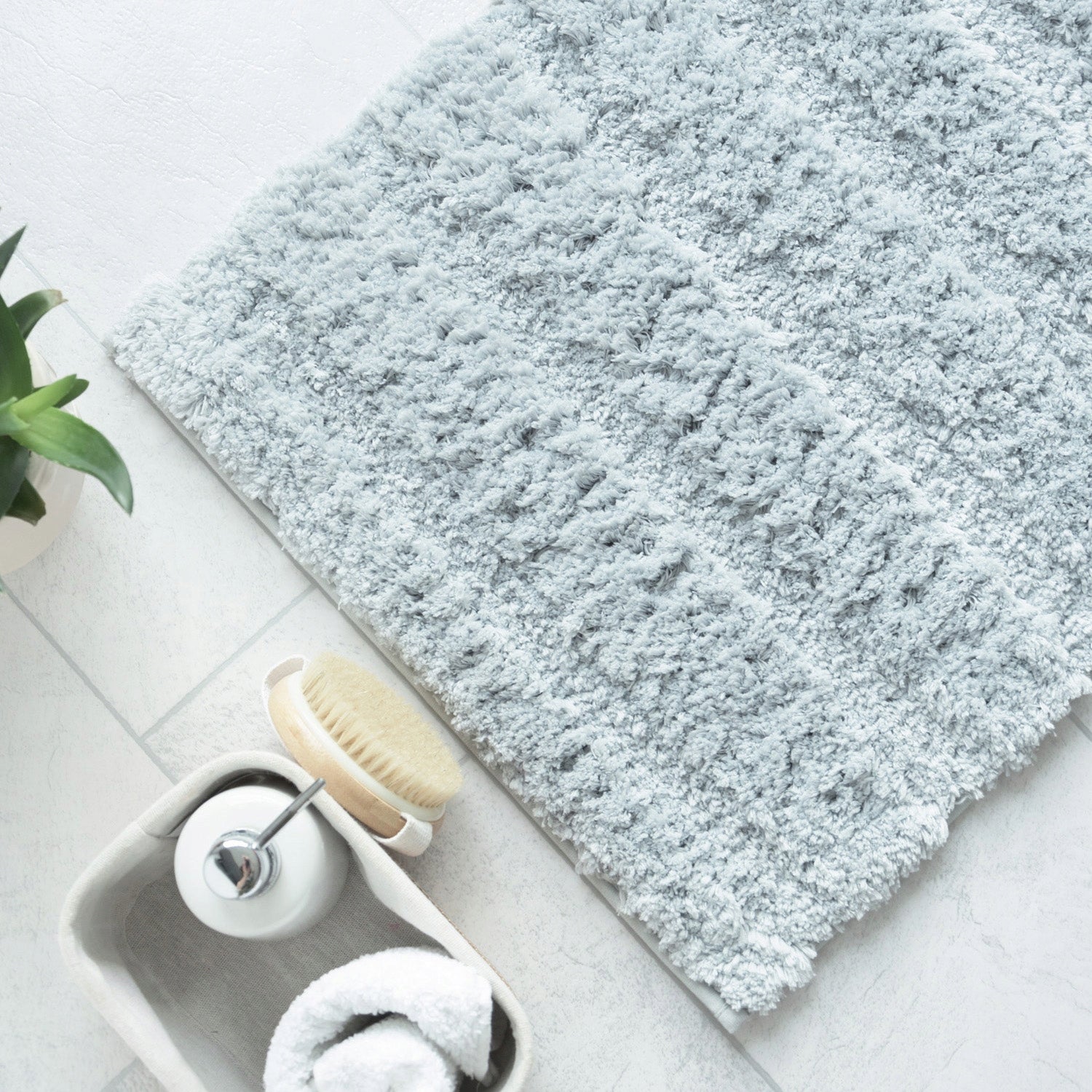 Bathroom Rug Anti-Slip Thick Soft Fluffy 60x90cm Grey Nice Packaging status original