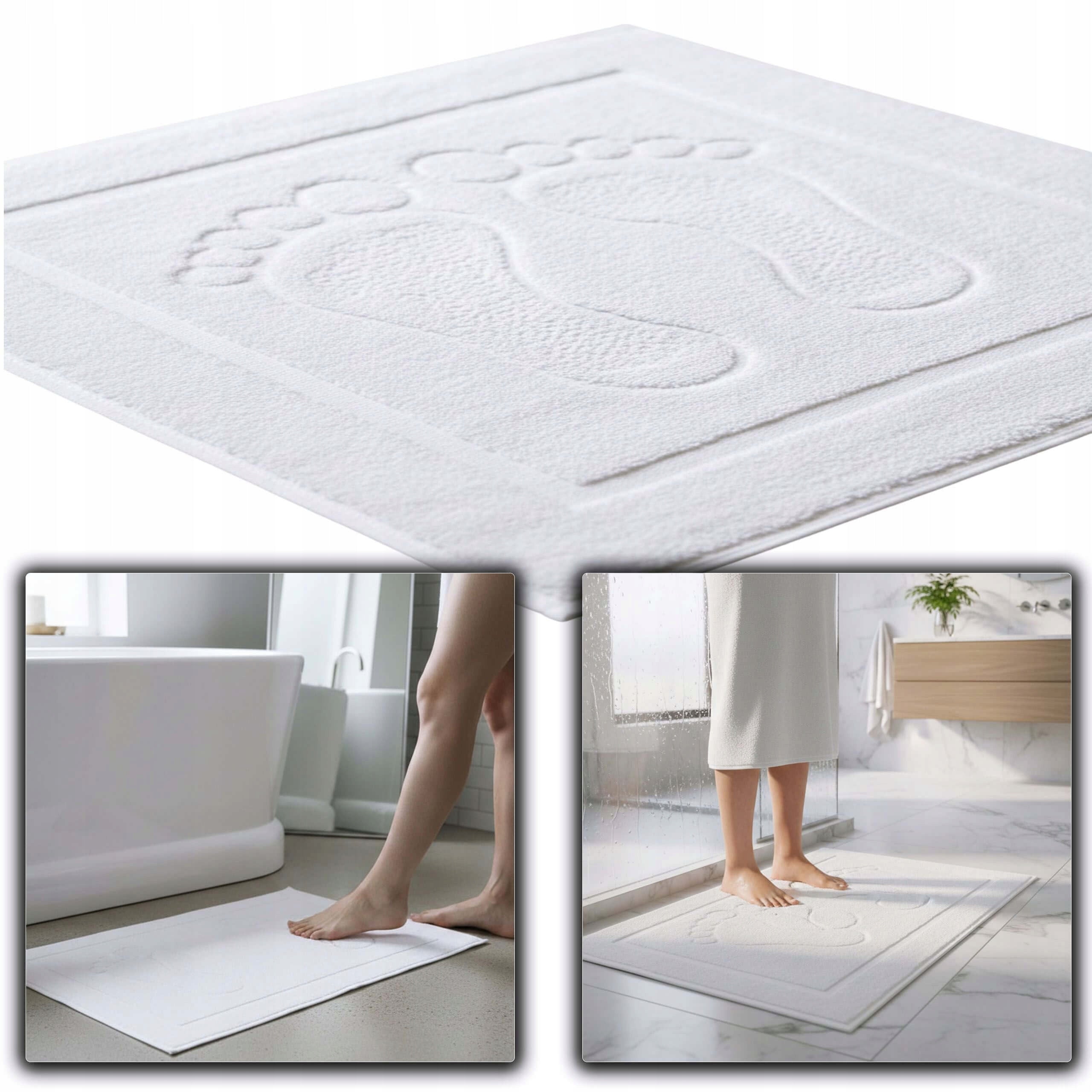 Bathroom Rug Anti-slip 50x70 Cotton 650g White Soft Pleasant Product width 50 cm