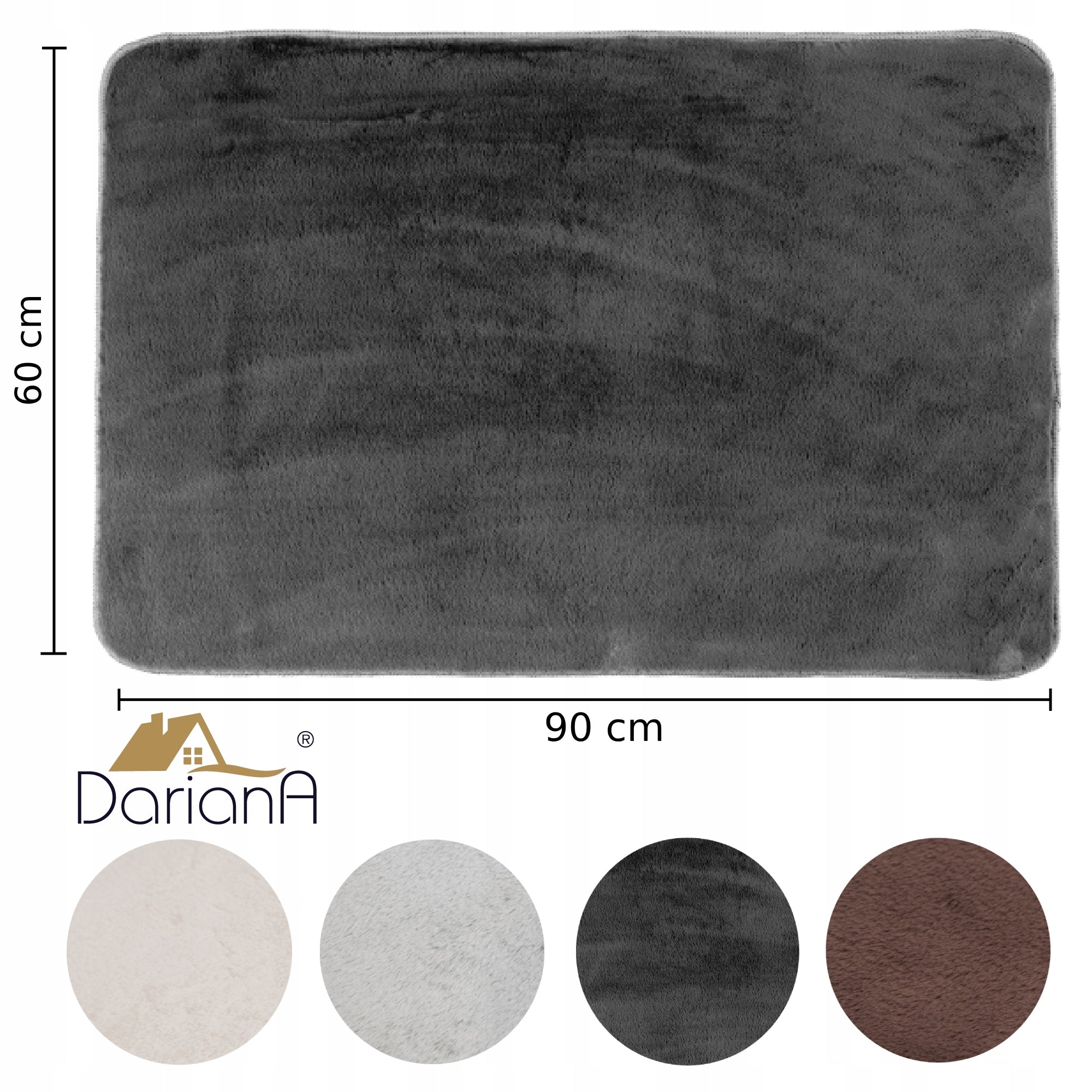 Bathroom Rug Anti-slip Soft Moonbeam 60×90cm Graphite DarianA Manufacturer code 1000010343