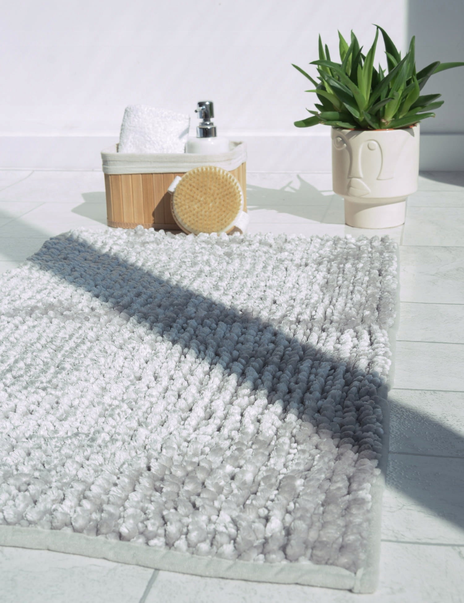Bathroom Rug BATHROOM MAT 40x60 SOFT THICK Chenille gray Shape rectangle