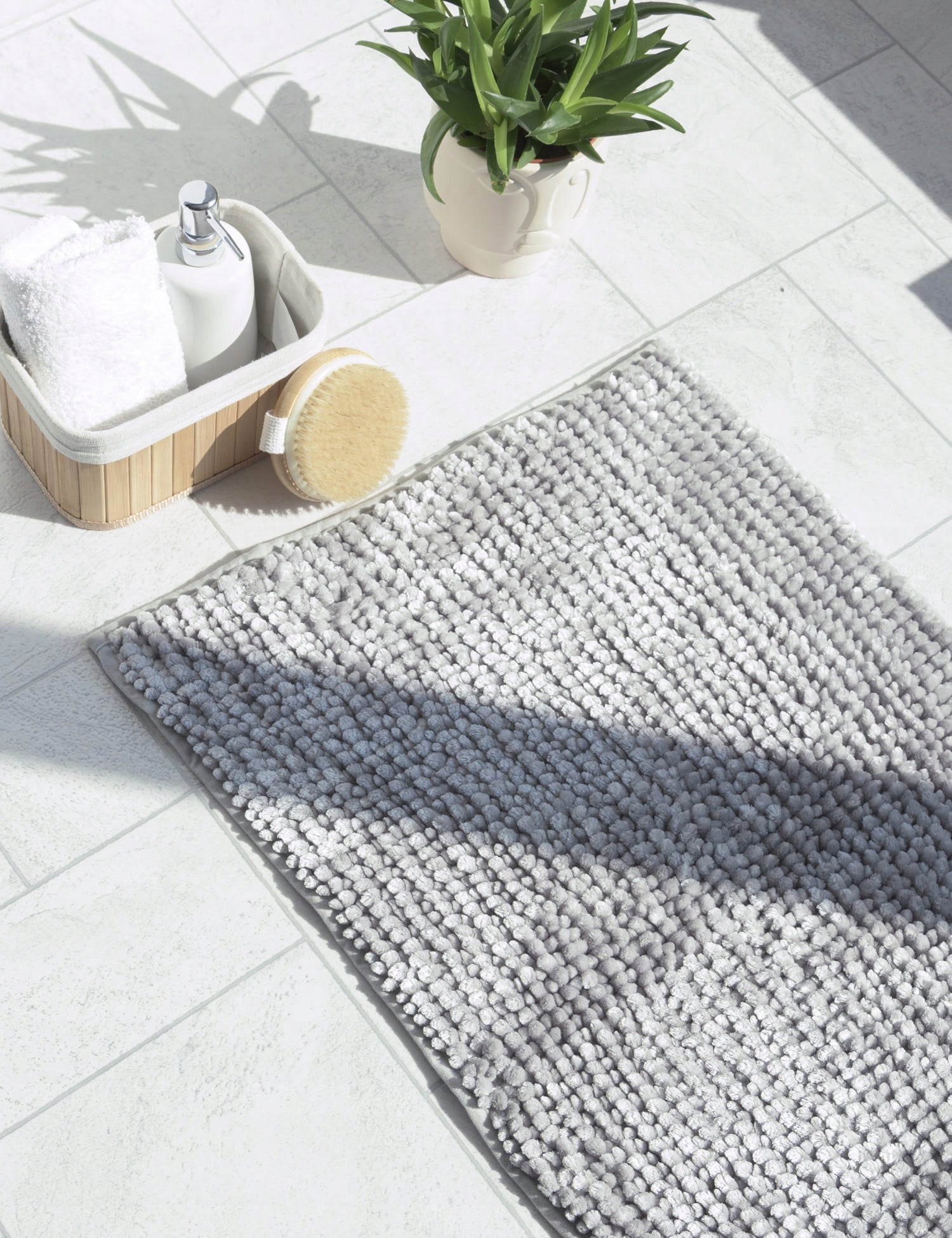 Bathroom Rug BATHROOM MAT 40x60 SOFT THICK Chenille gray Thickness 20 mm