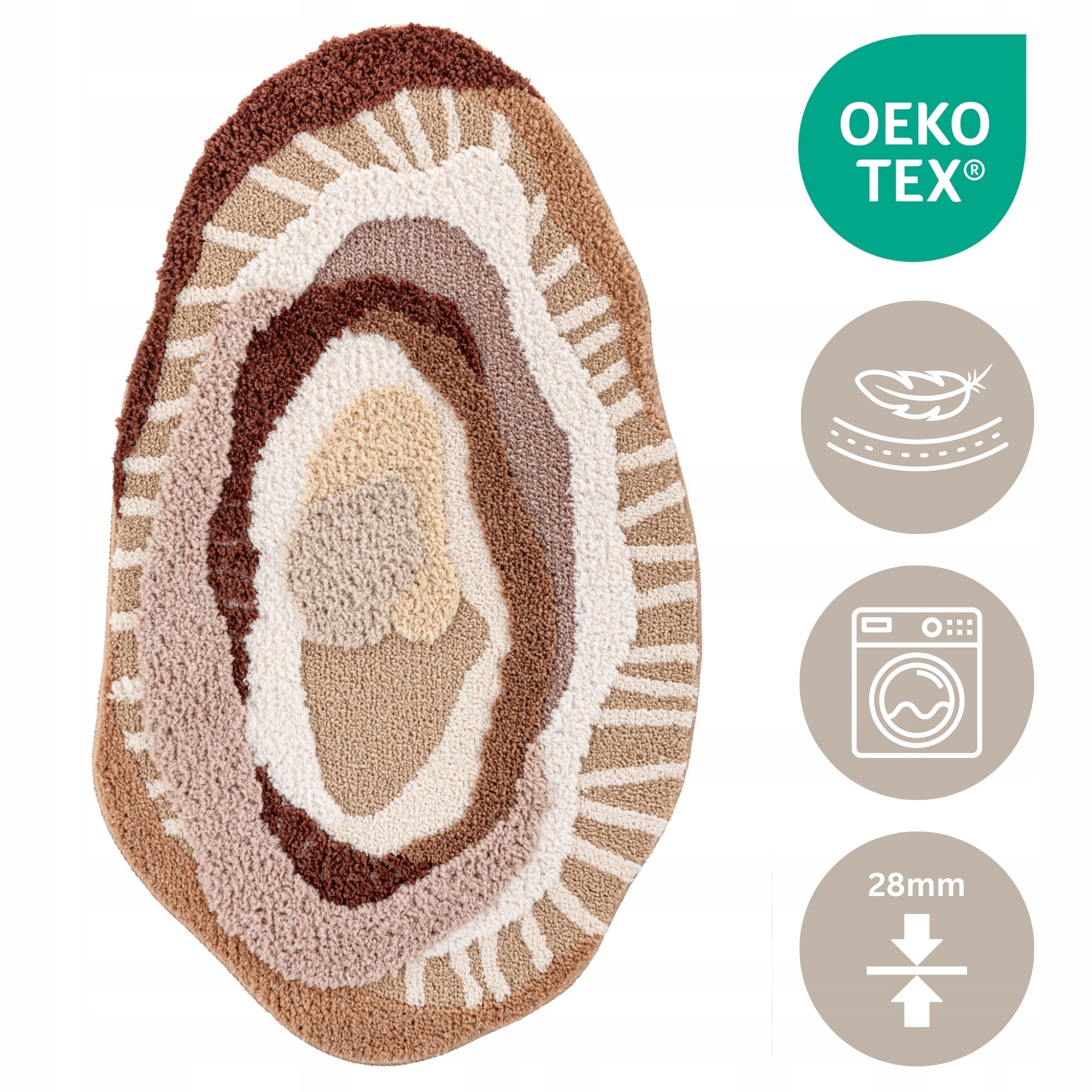 Bathroom Rug Beige Anti-slip 60x100cm Can Wash Soft Fluffy Length 100 cm
