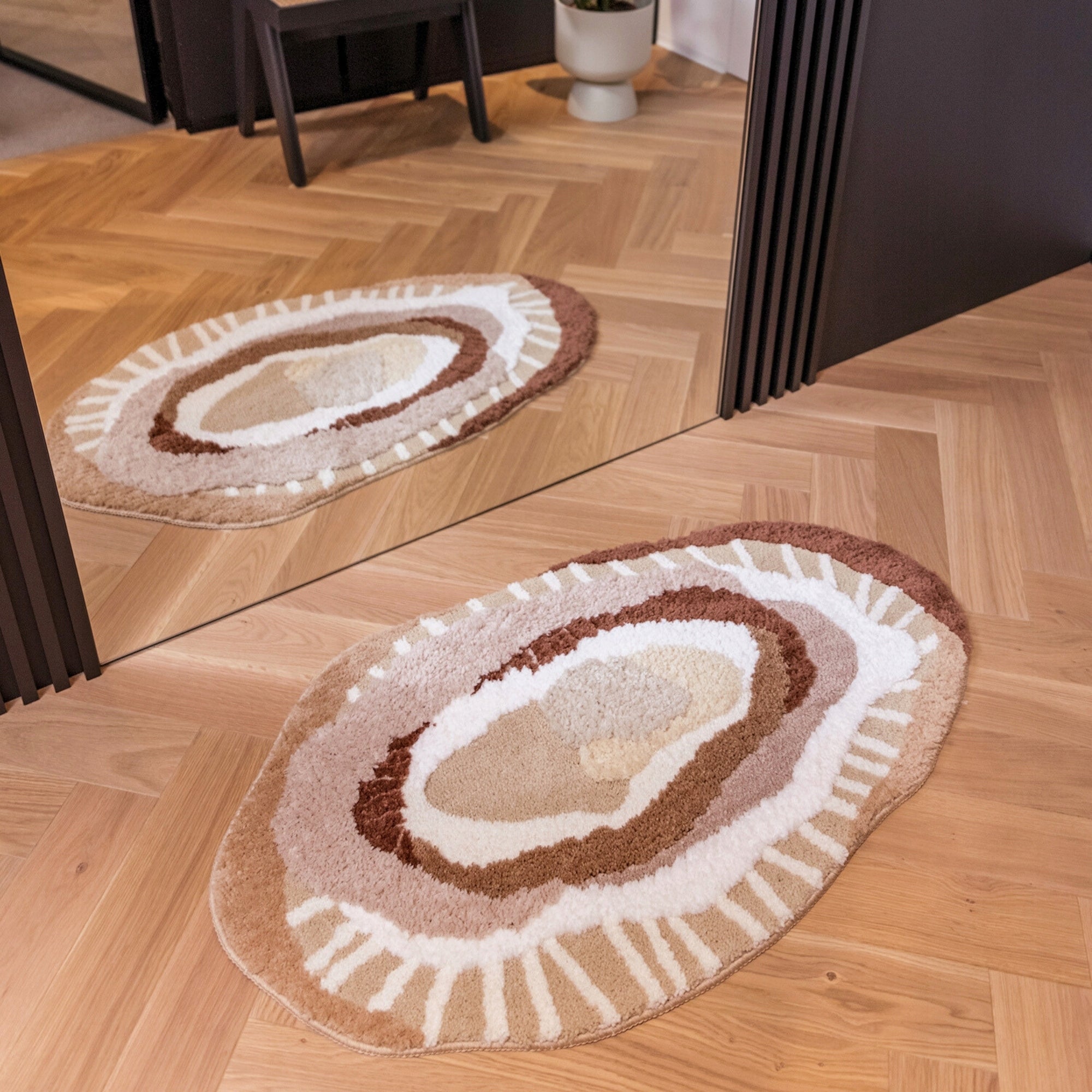 Bathroom Rug Beige Anti-slip 60x100cm Can Wash Soft Fluffy Thickness 33 mm