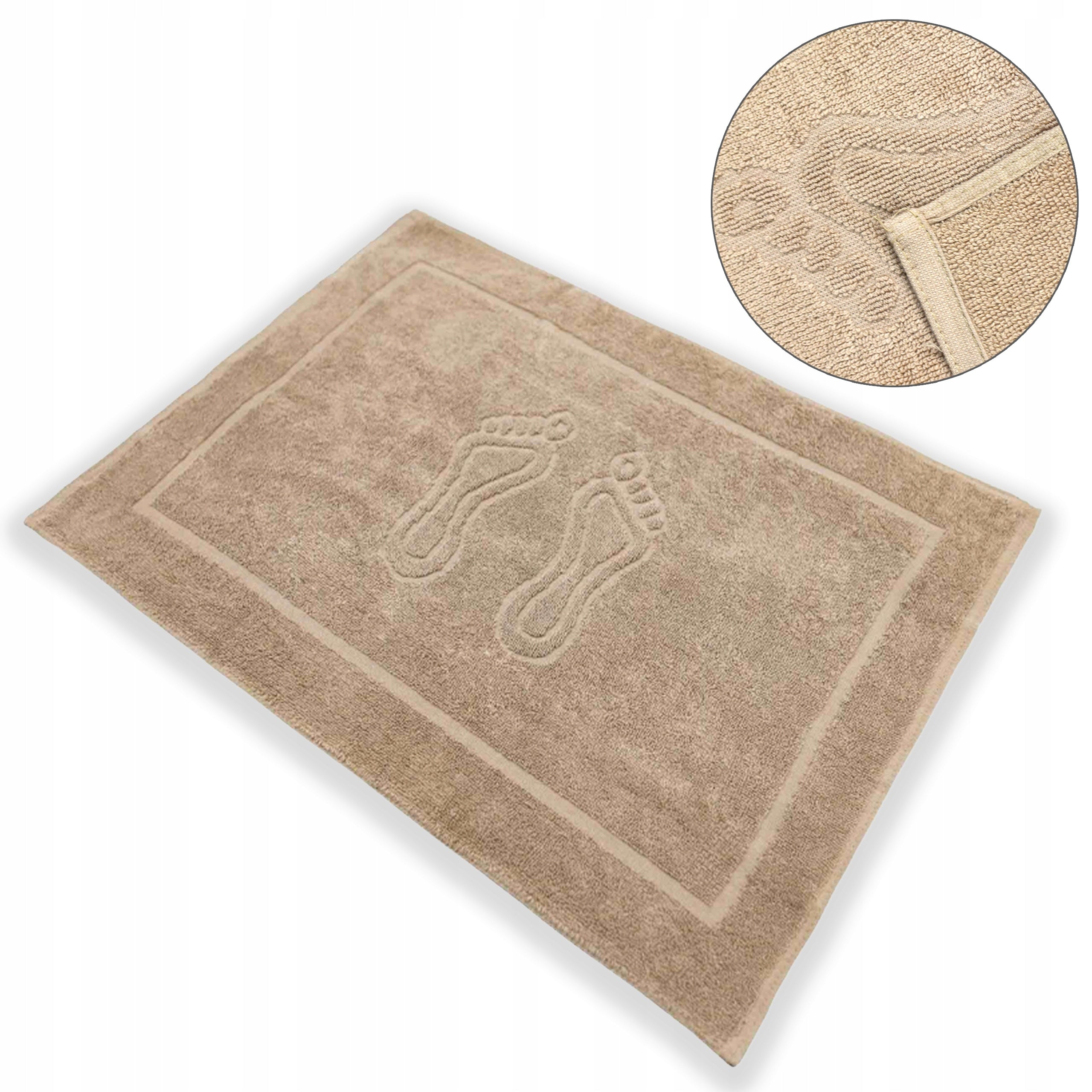 Bathroom Rug Cotton 100% Hotel Shower Mat 50x70cm Beige Shape rectangle