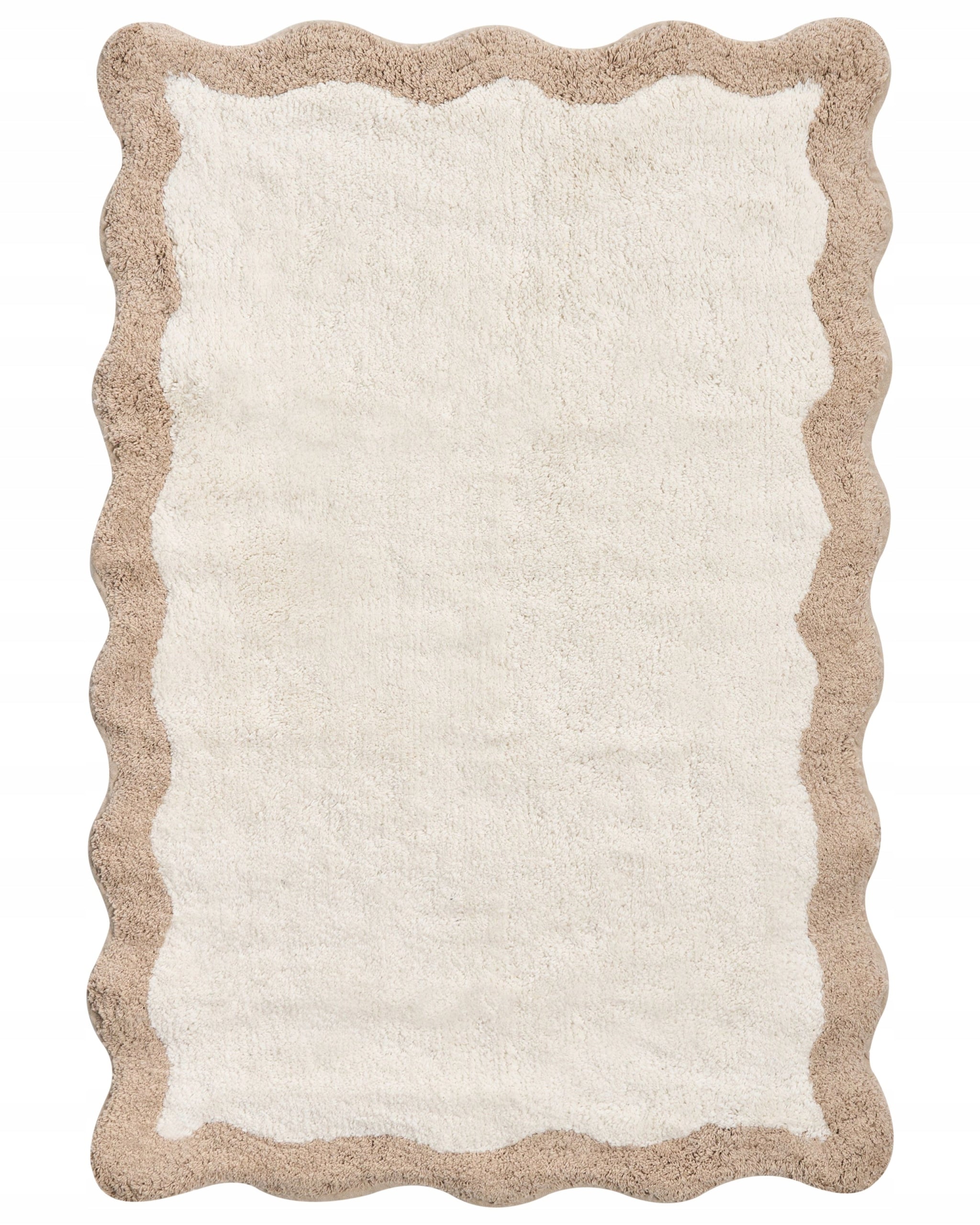 Bathroom Rug Cotton 60 x 90 cm Beige with Brown