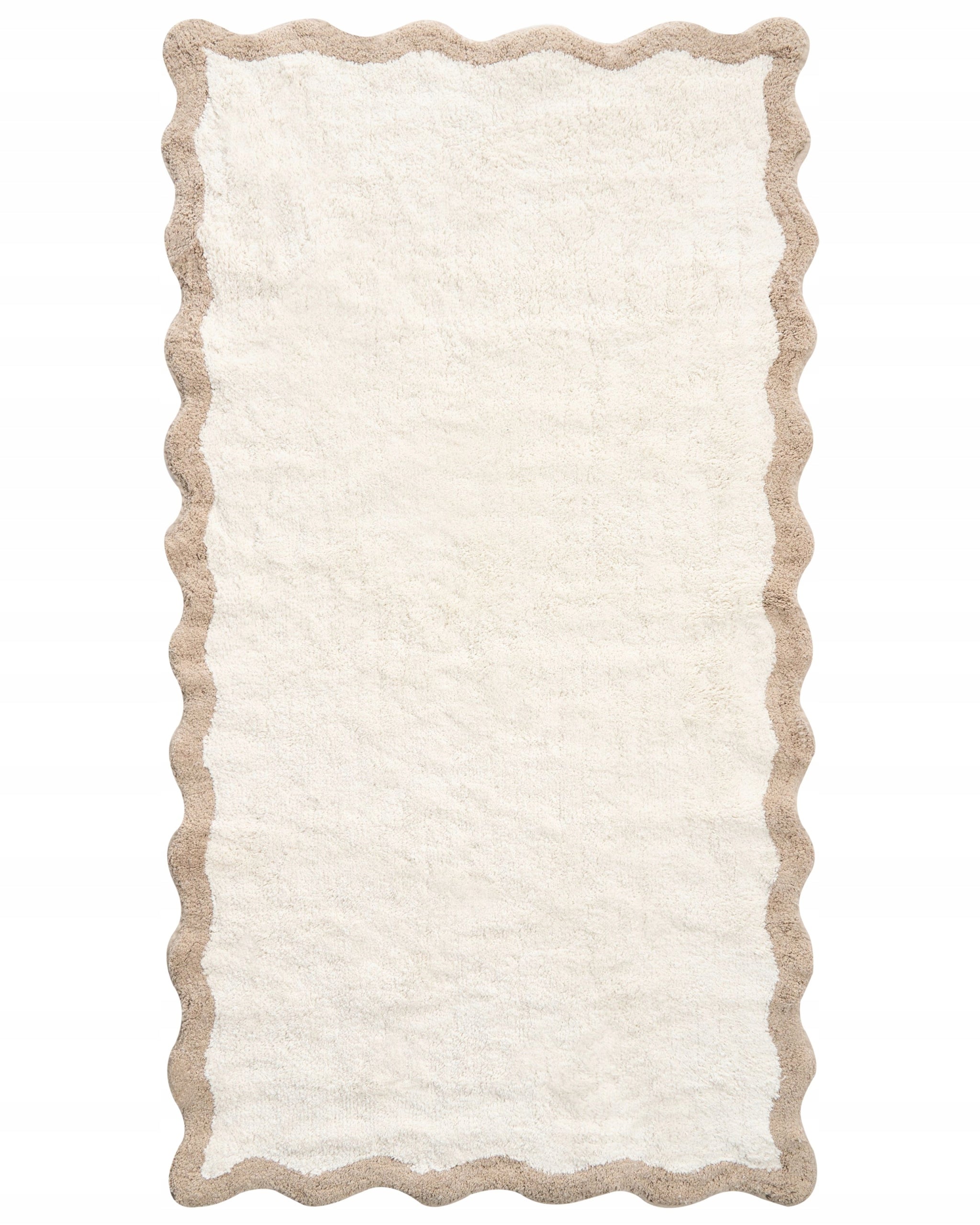 Bathroom Rug Cotton 80 x 150 cm Beige with Brown