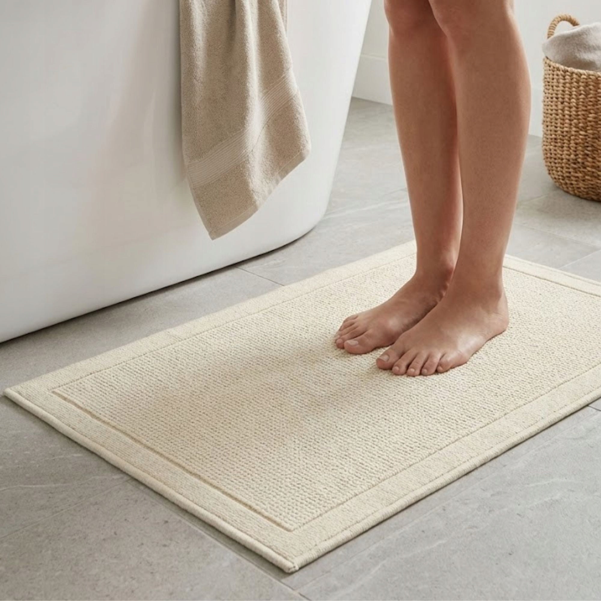 Bathroom Rug Cotton Absorbent Anti-Slip Washable 50x80cm Solid Thickness 8 mm
