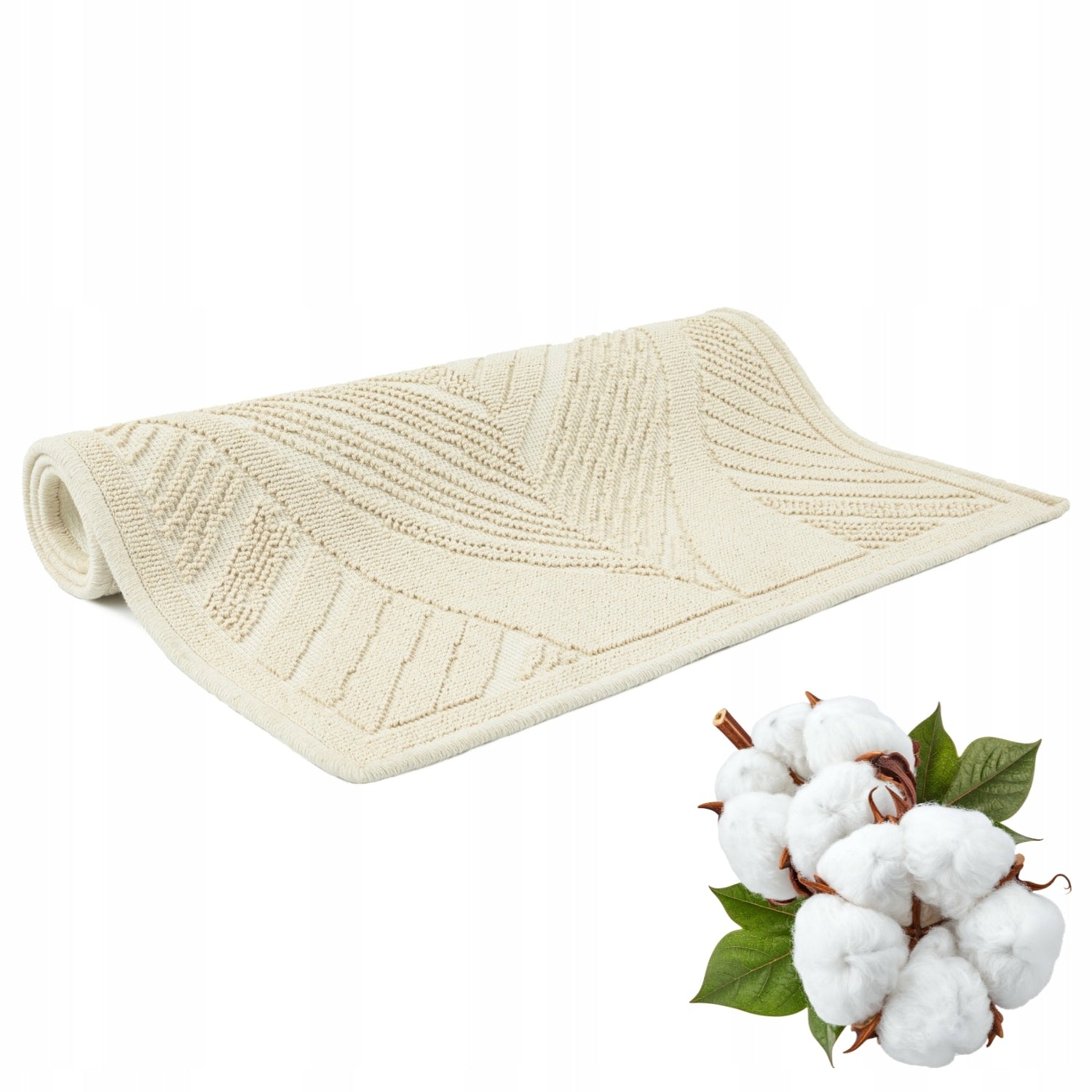 Bathroom Rug Cotton Egyptian Cotton Beige 60x90cm Non-slip Manufacturer code EF0427