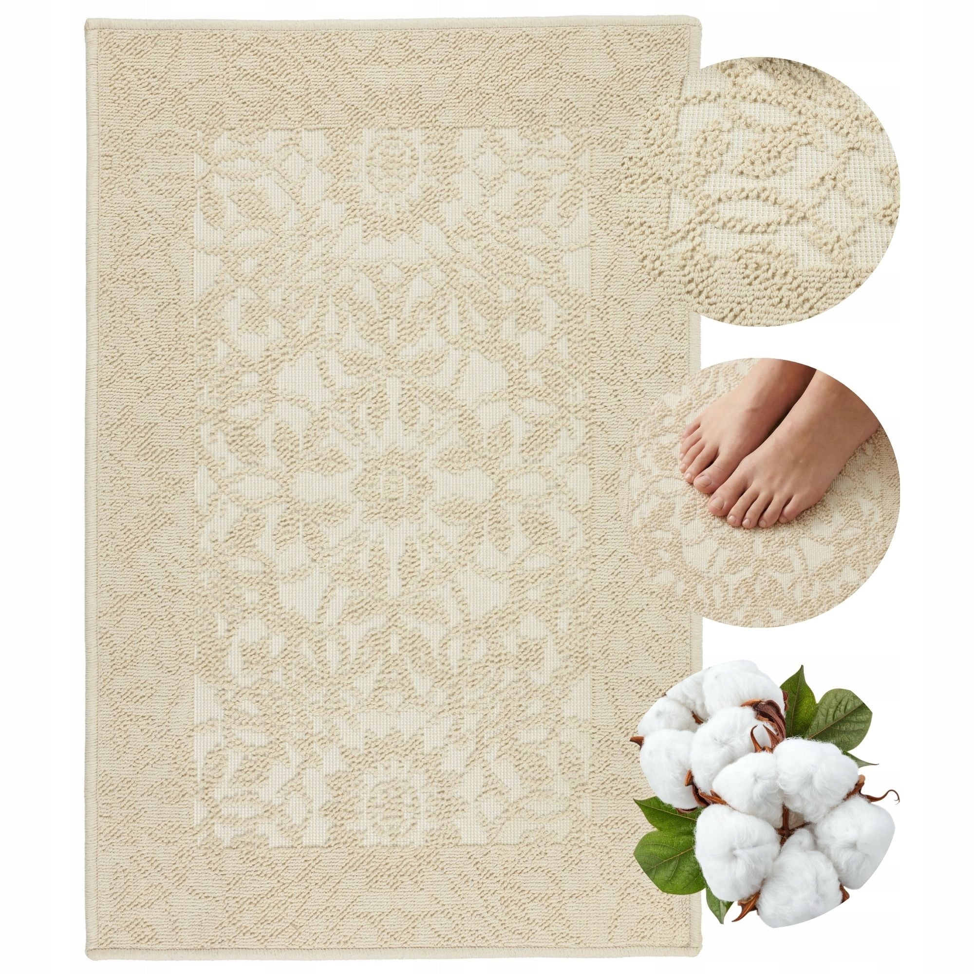 Bathroom Rug Cotton Hotel 60x90cm Absorbent Non-Slip Mat