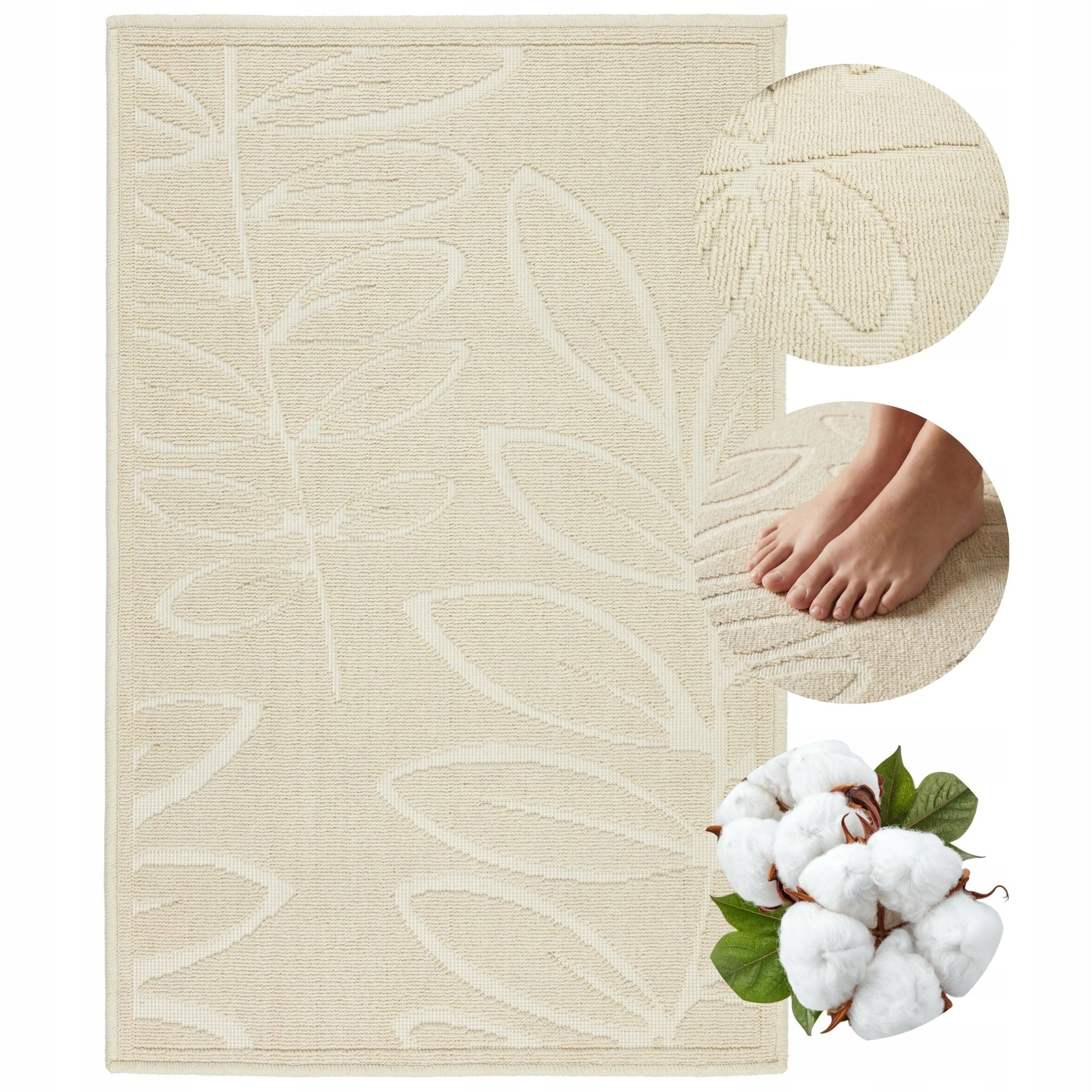 Bathroom Rug Cotton Mat Absorbent Non-Slip Hotel 60x90cm