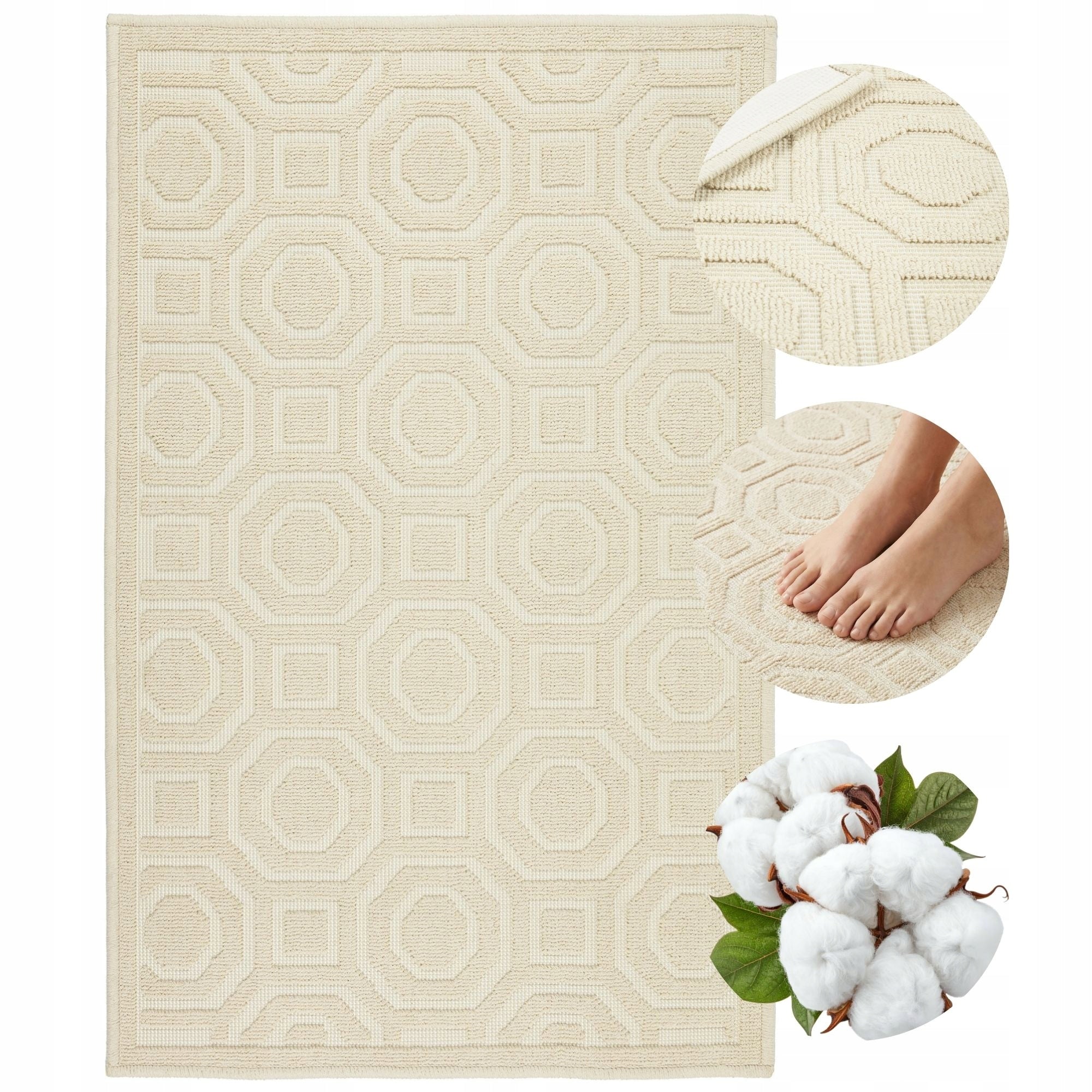 Bathroom Rug Hotel Cotton Non-Slip Egyptian Cotton 60x90