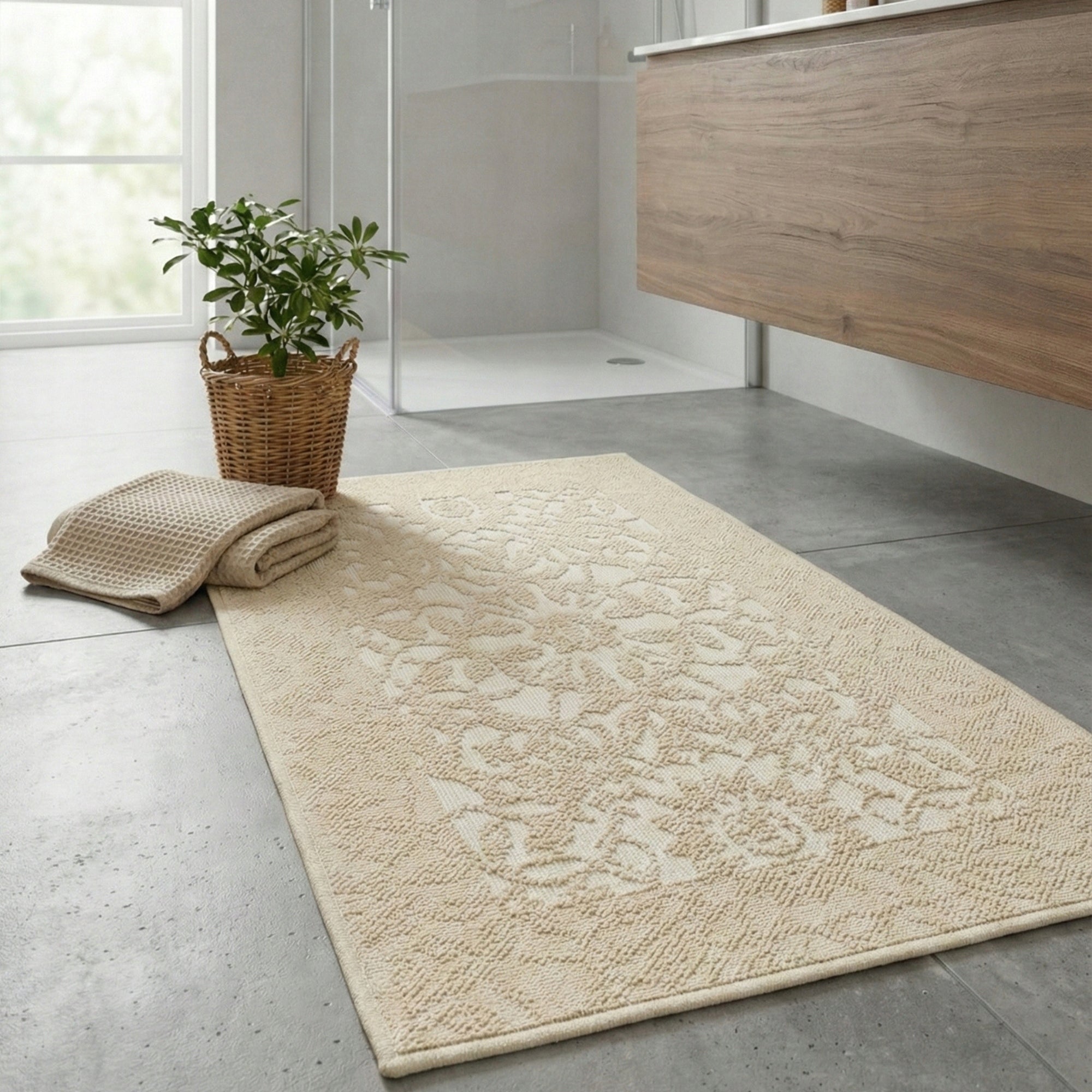 Bathroom Rug Large Cotton Anti Slip 73x135 Absorbent Washable Packaging status original