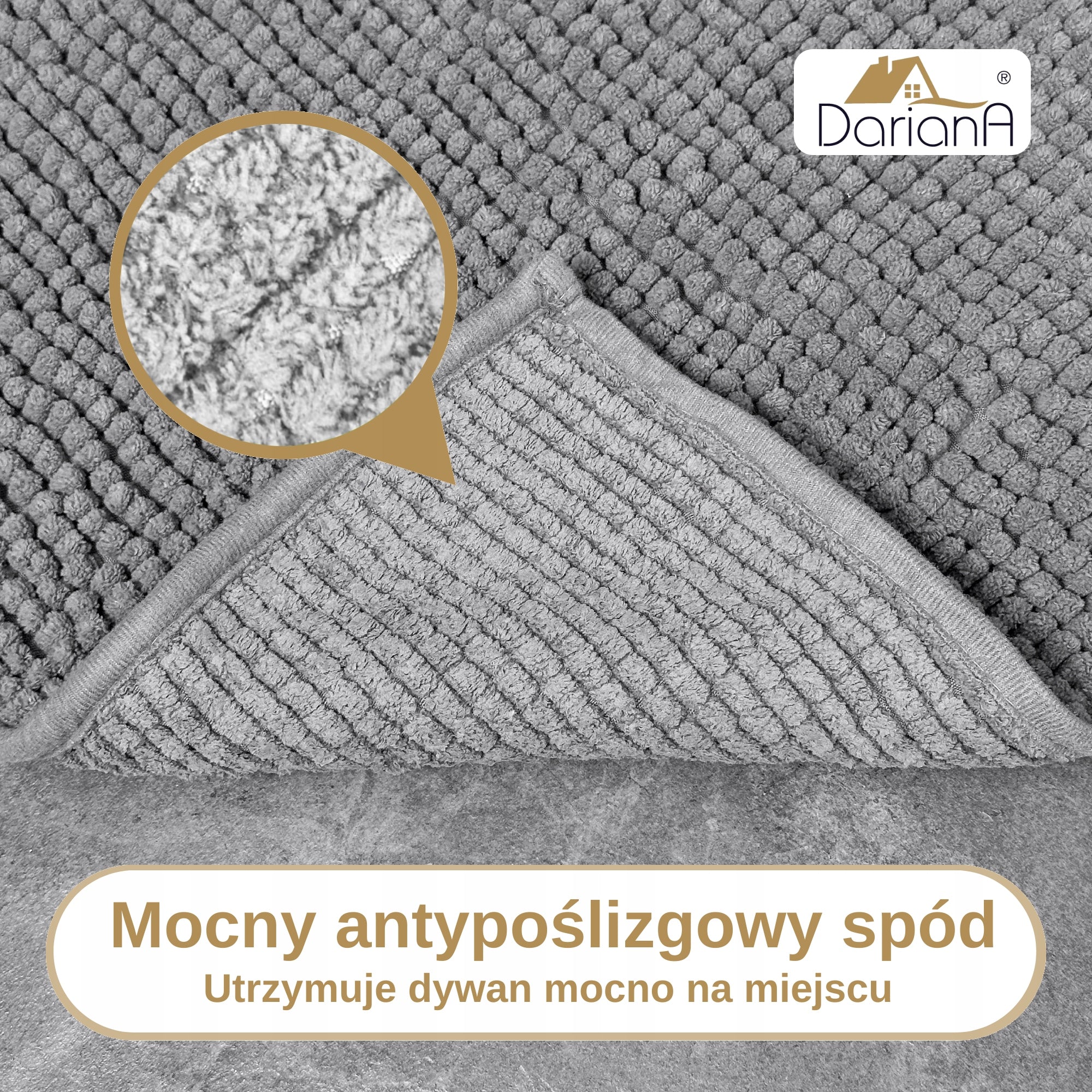 Bathroom Rug Non-Slip Soft 40x60 DarianA Minimal Grey Product width 40 cm