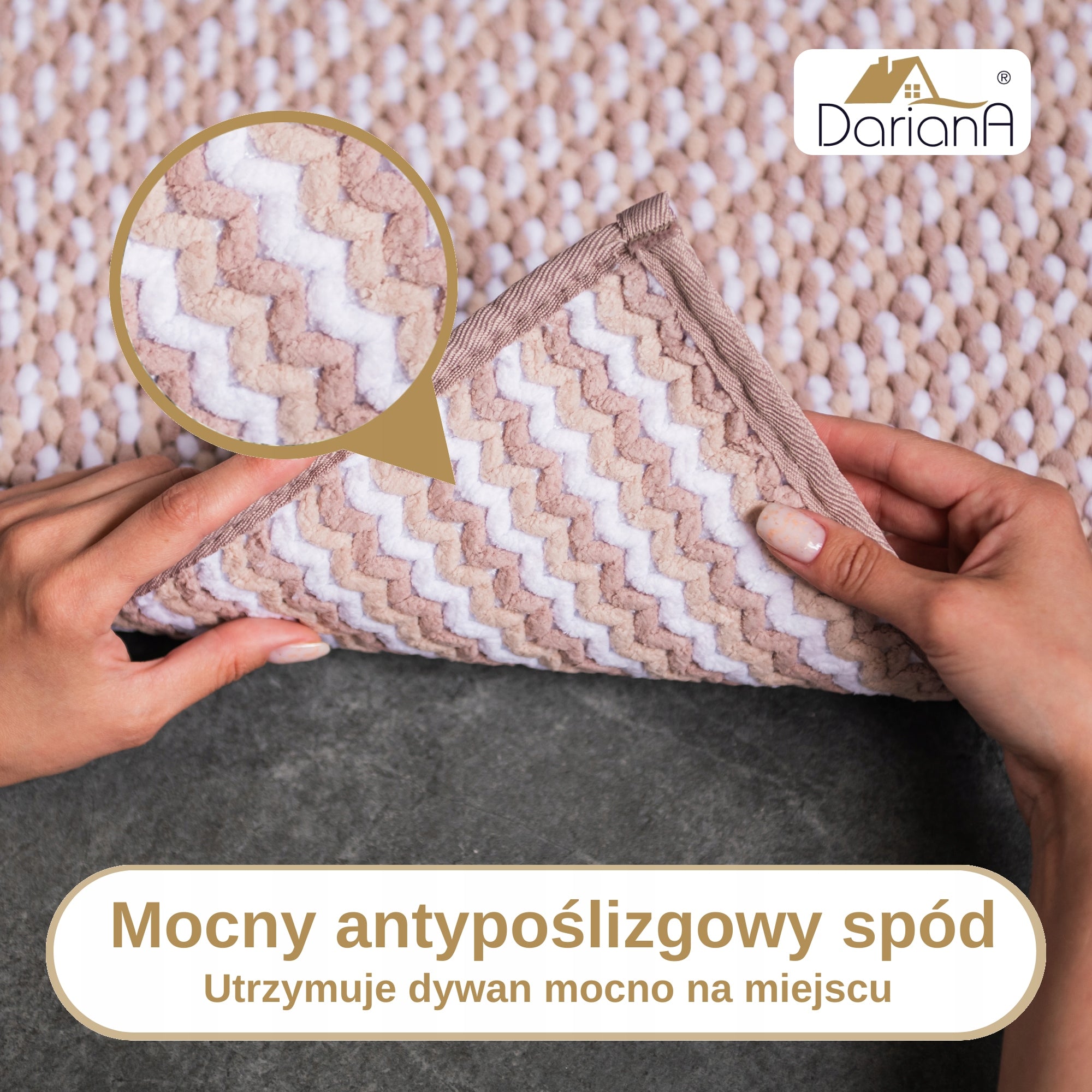 Bathroom Rug Non-slip Soft 50x80 DarianA Melody Beige Product width 50 cm