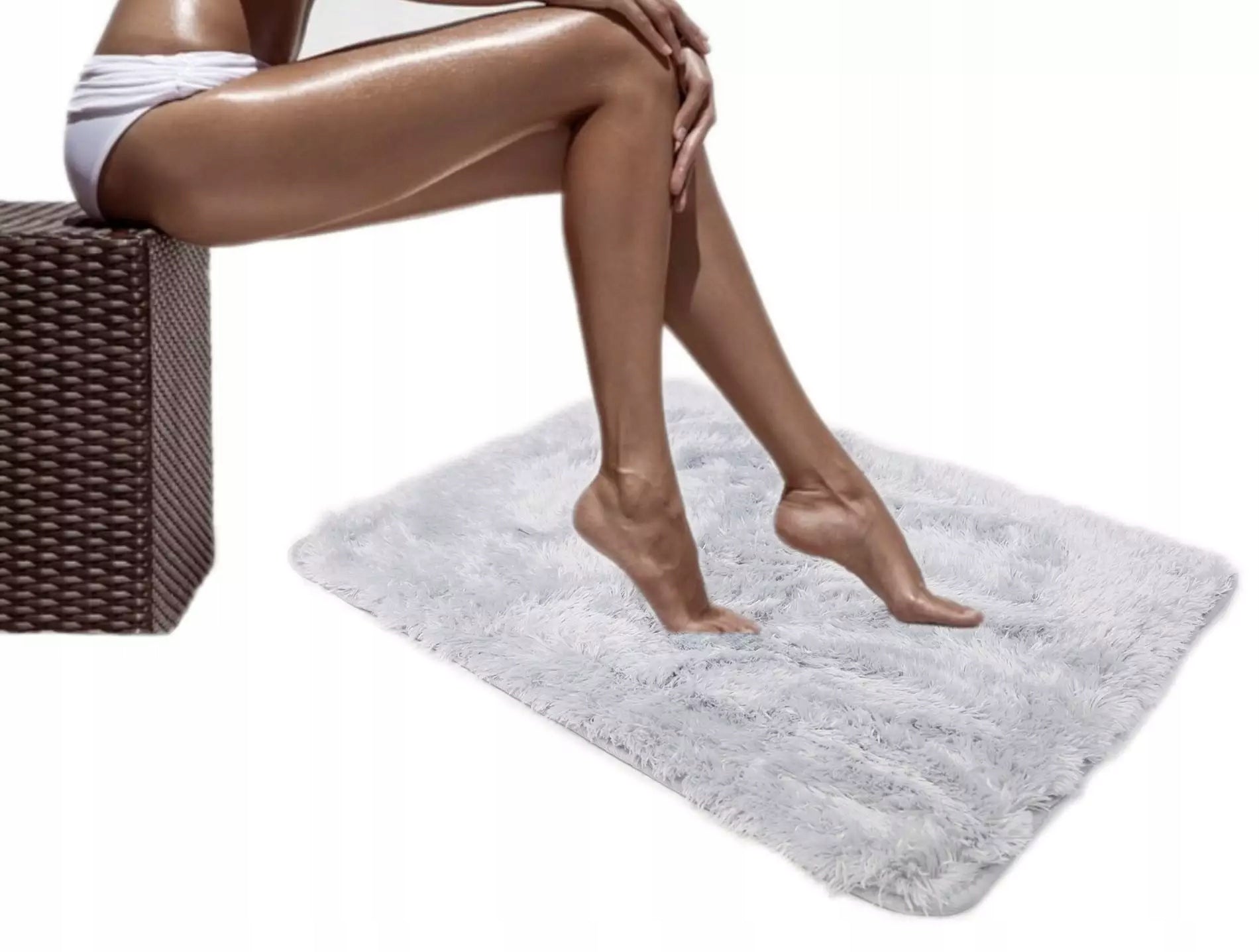 Bathroom Rug Plush Anti-slip Silver 50x70 cm