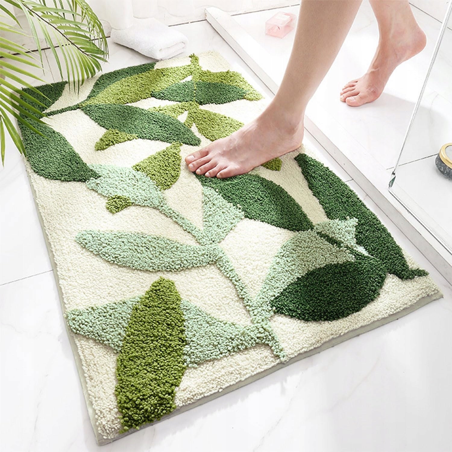 Bathroom Rug Quick Drying Anti-Slip Super Soft Green 50*80 Length 80 cm