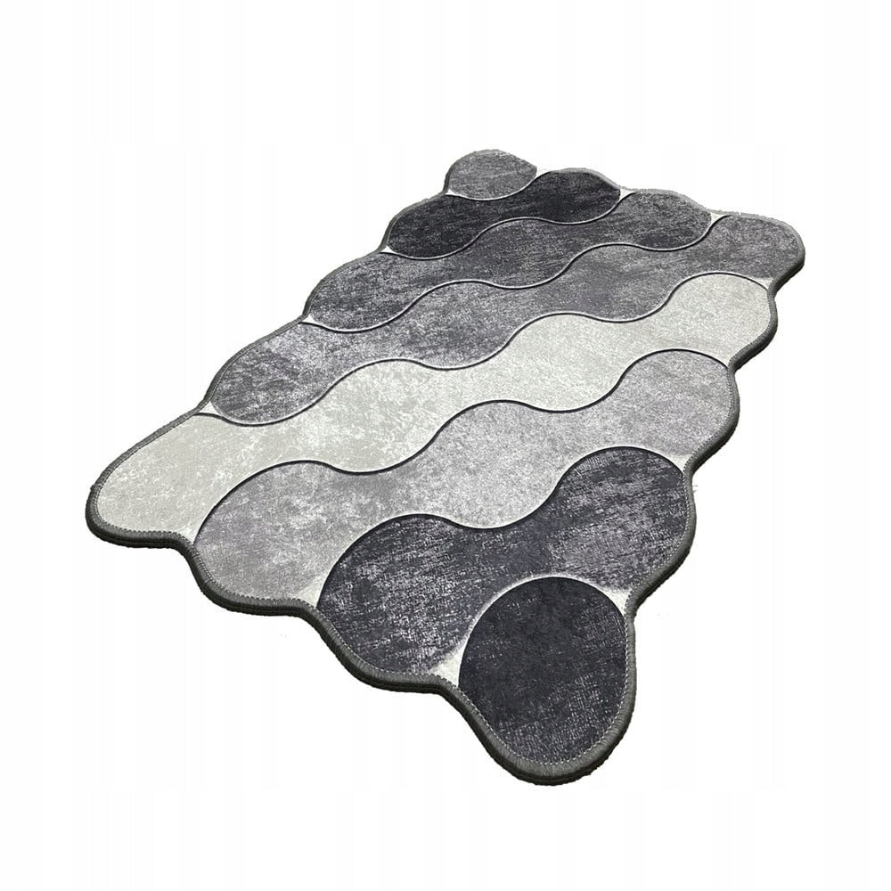 Bathroom Rug Set Non-Slip 3D Gray Stones Length 100 cm