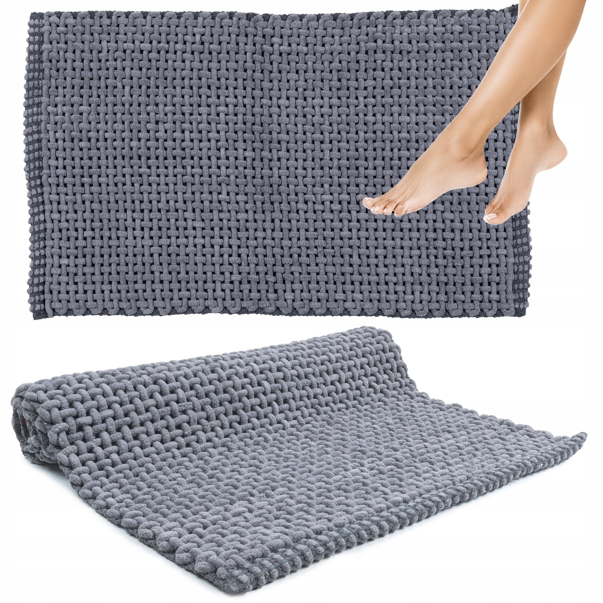 Bathroom Rug, Soft, Absorbent, Washable, Cotton, Braided, 50x80cm