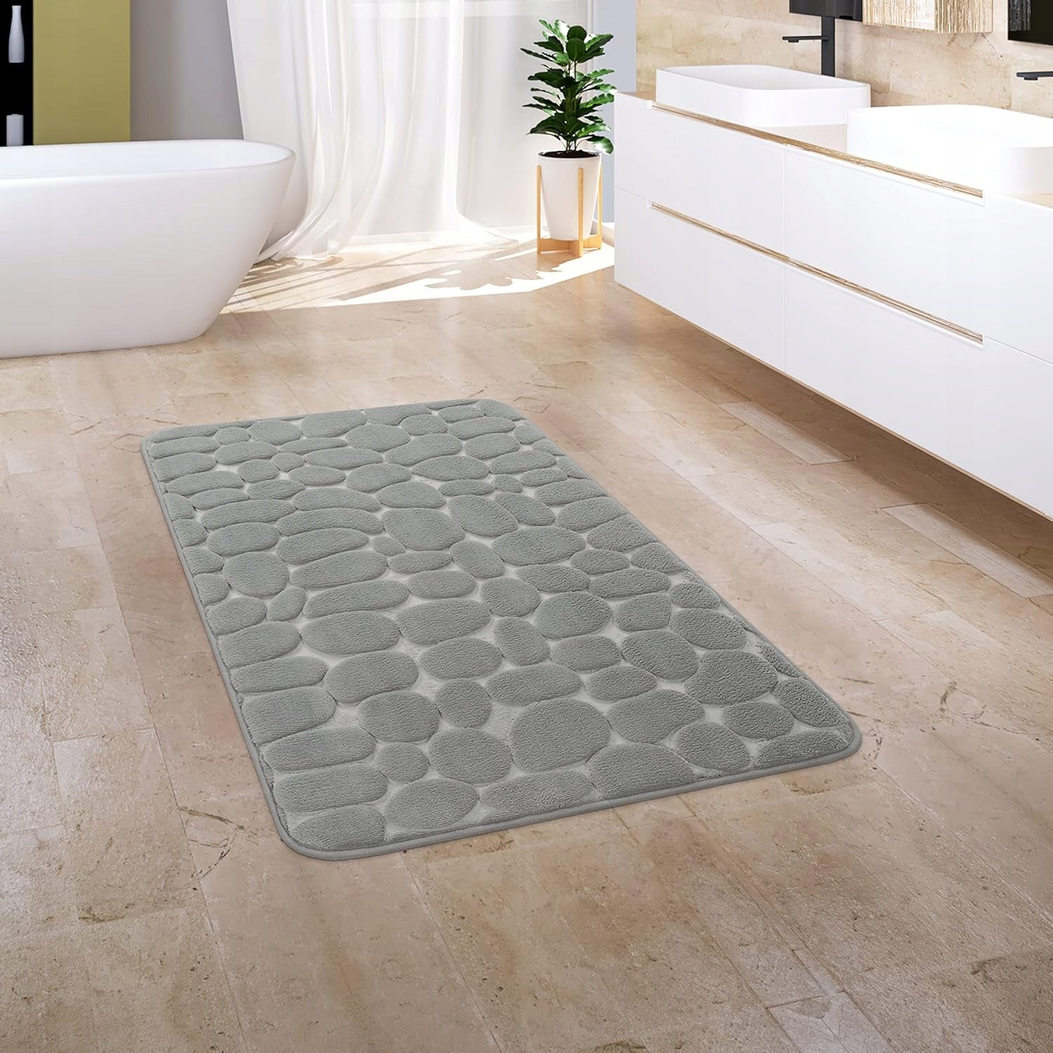 Bathroom Rug Soft Quick Drying Grey Anti-slip 40x60cm Mat Length 40 cm