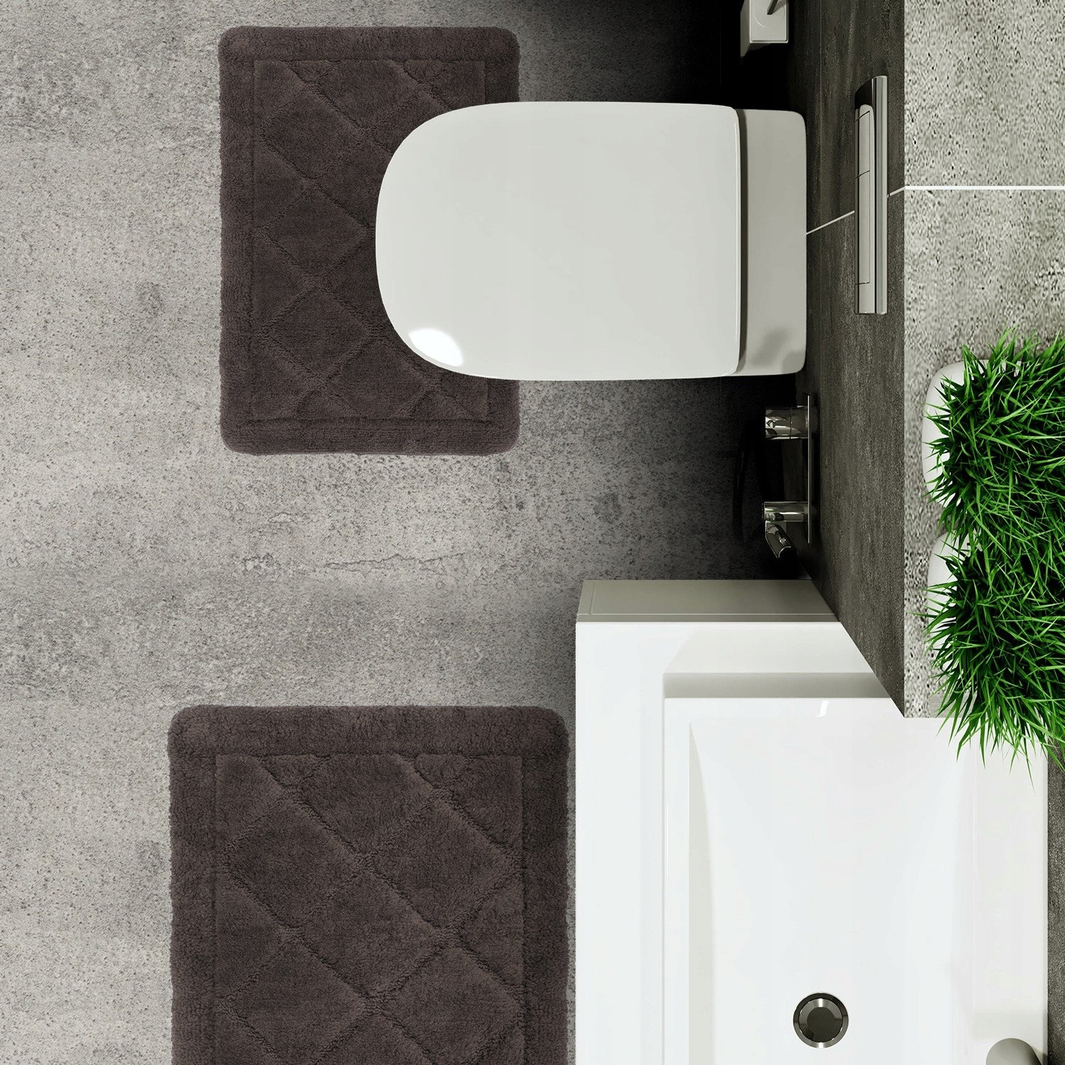 Bathroom Rug Soft Washable Set of 2pcs 40x60cm Anti-slip Manufacturer code 507778X2