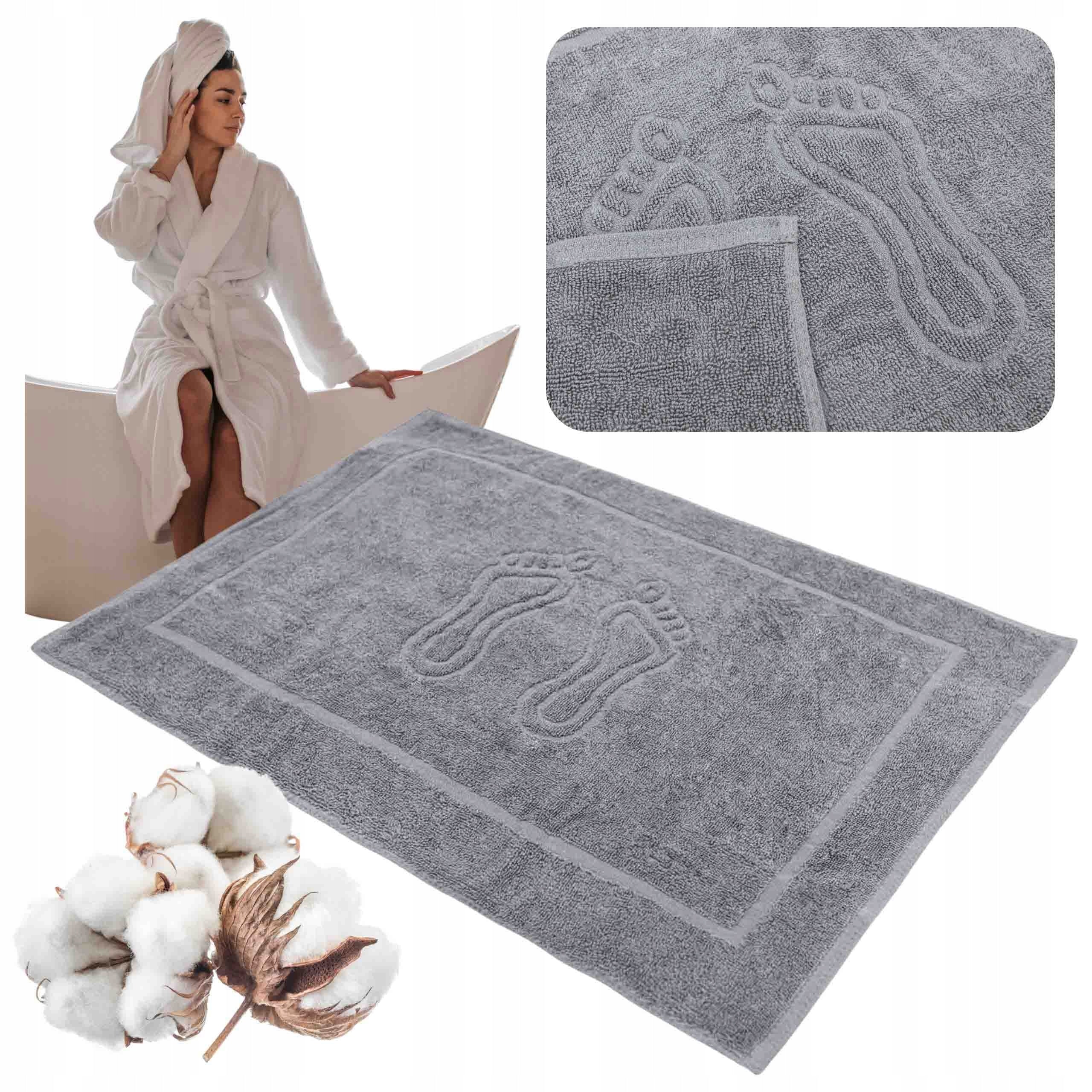 Bathroom Rug Towel Hotel Foot Mat 100% Cotton Grey 50x70cm