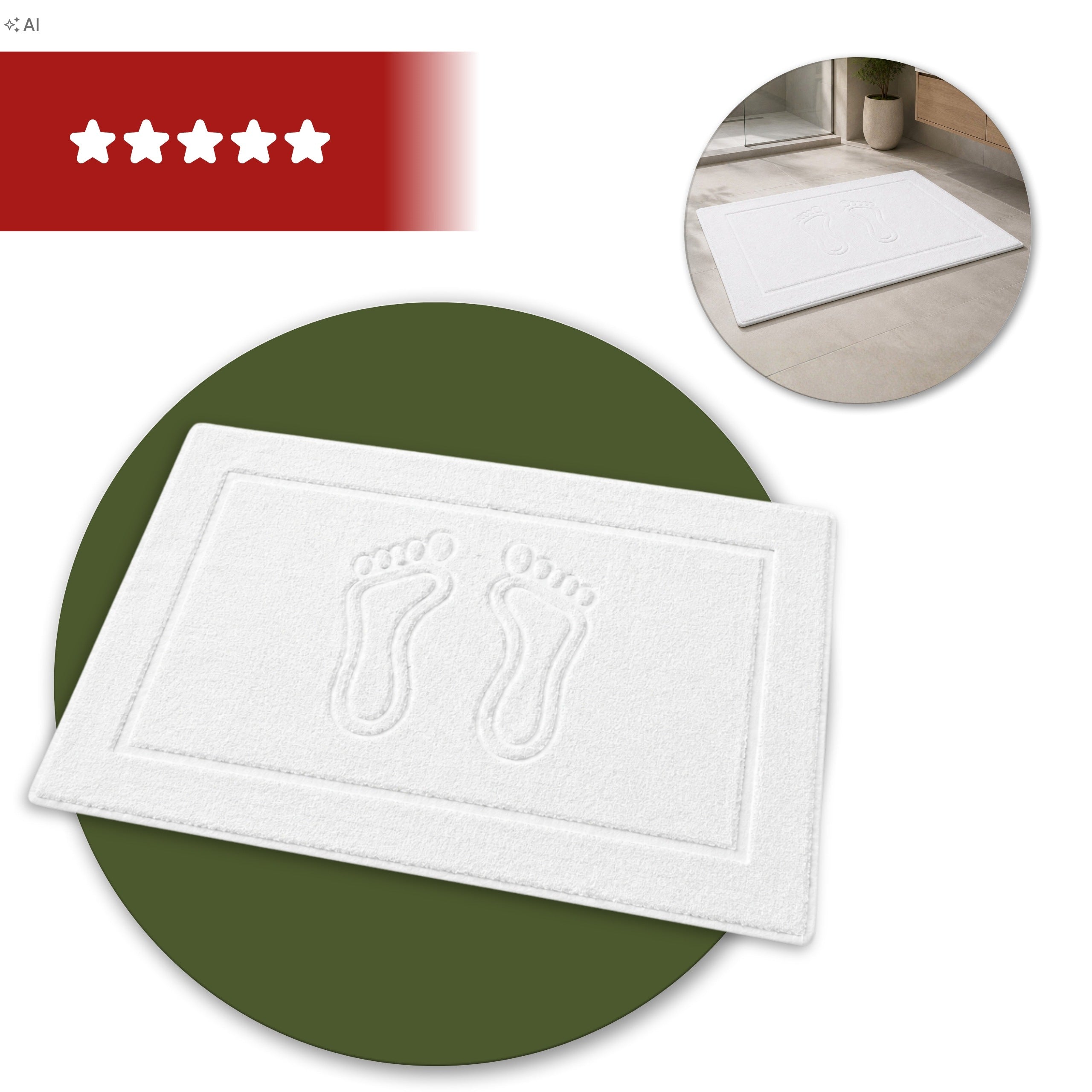 Bathroom Rug White Foot Cotton 100% Solid 50x70 400g 95° HORECA Packaging status original