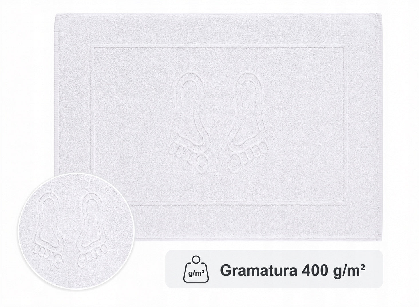Bathroom Rug White Towel Foot Durable 50x70 400g/m2 100% Cotton