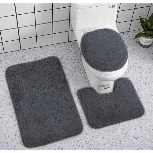 Bathroom Rugs, 3 Piece Set, Non-Slip, Soft, Grey EAN (GTIN) 5900779952591