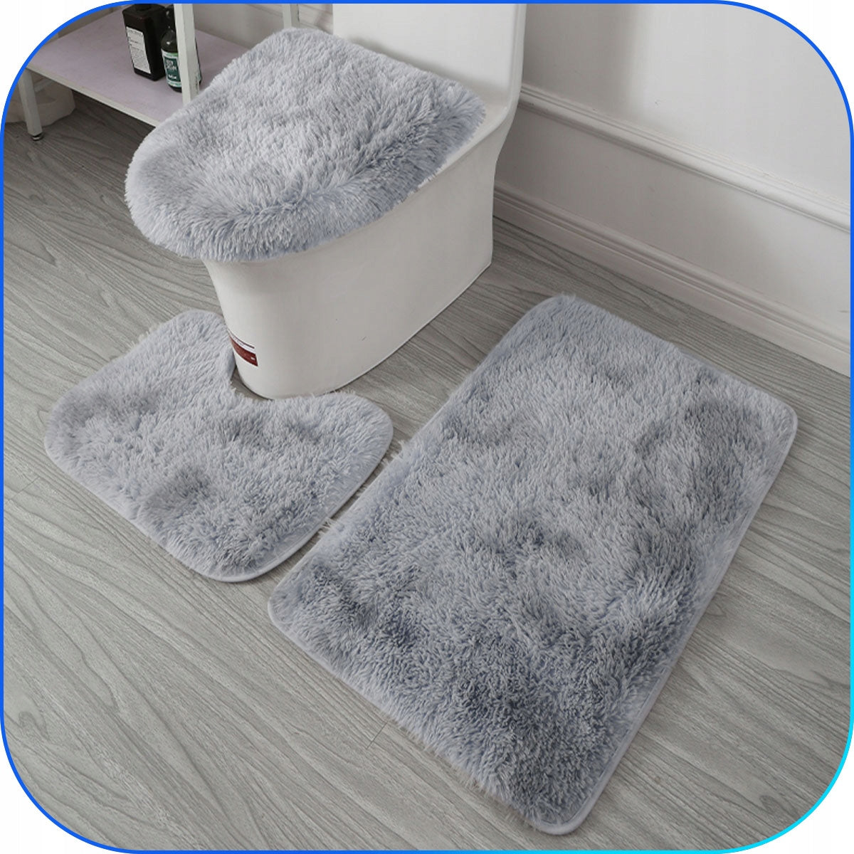 Bathroom Rugs Set 3in1 Grey Non-Slip Quick-Drying SOFT Product width 50 cm