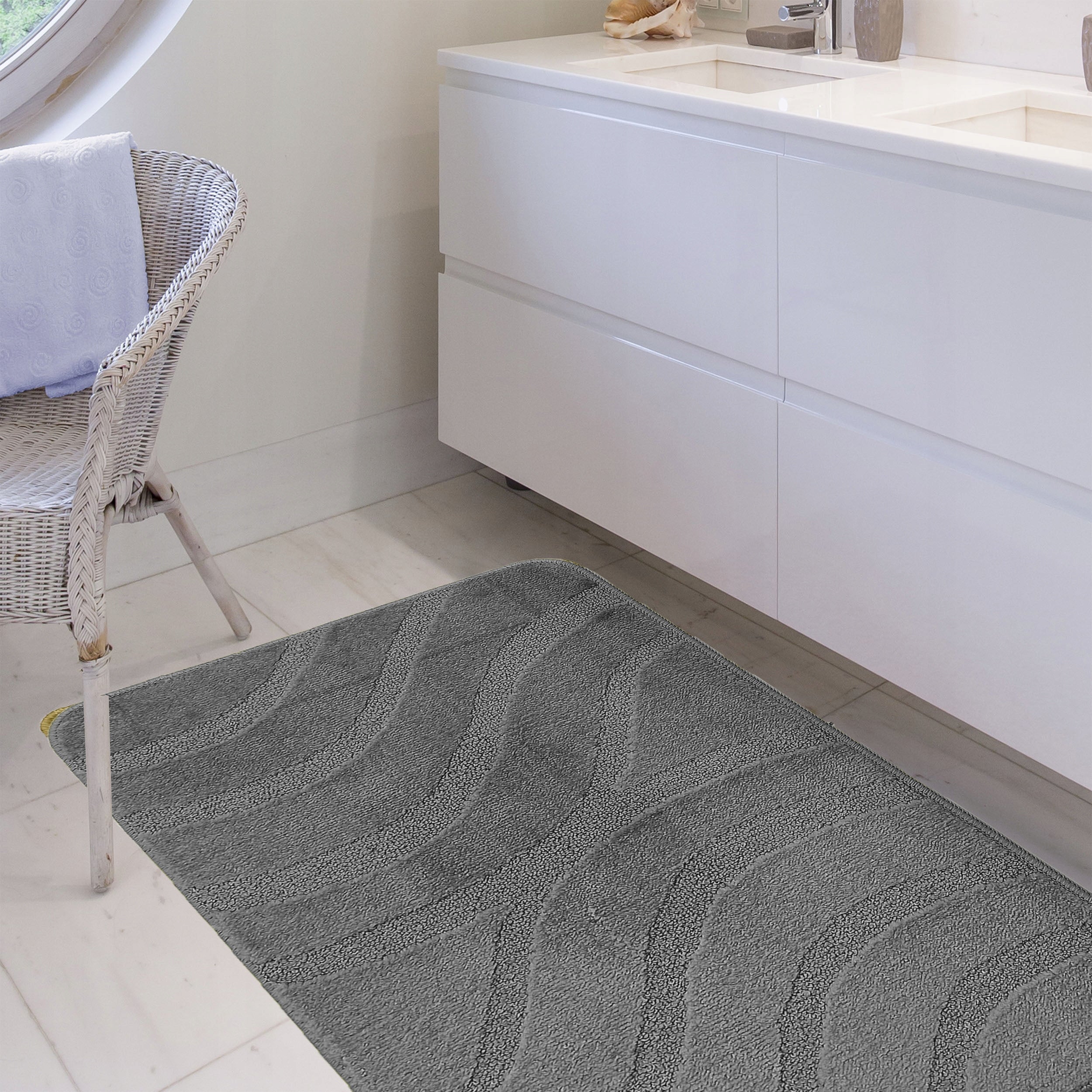 Bathroom Rugs Set of 2 Non-Slip Graphite Washable Manufacturer code MONTU-SYMP-MET-GREY