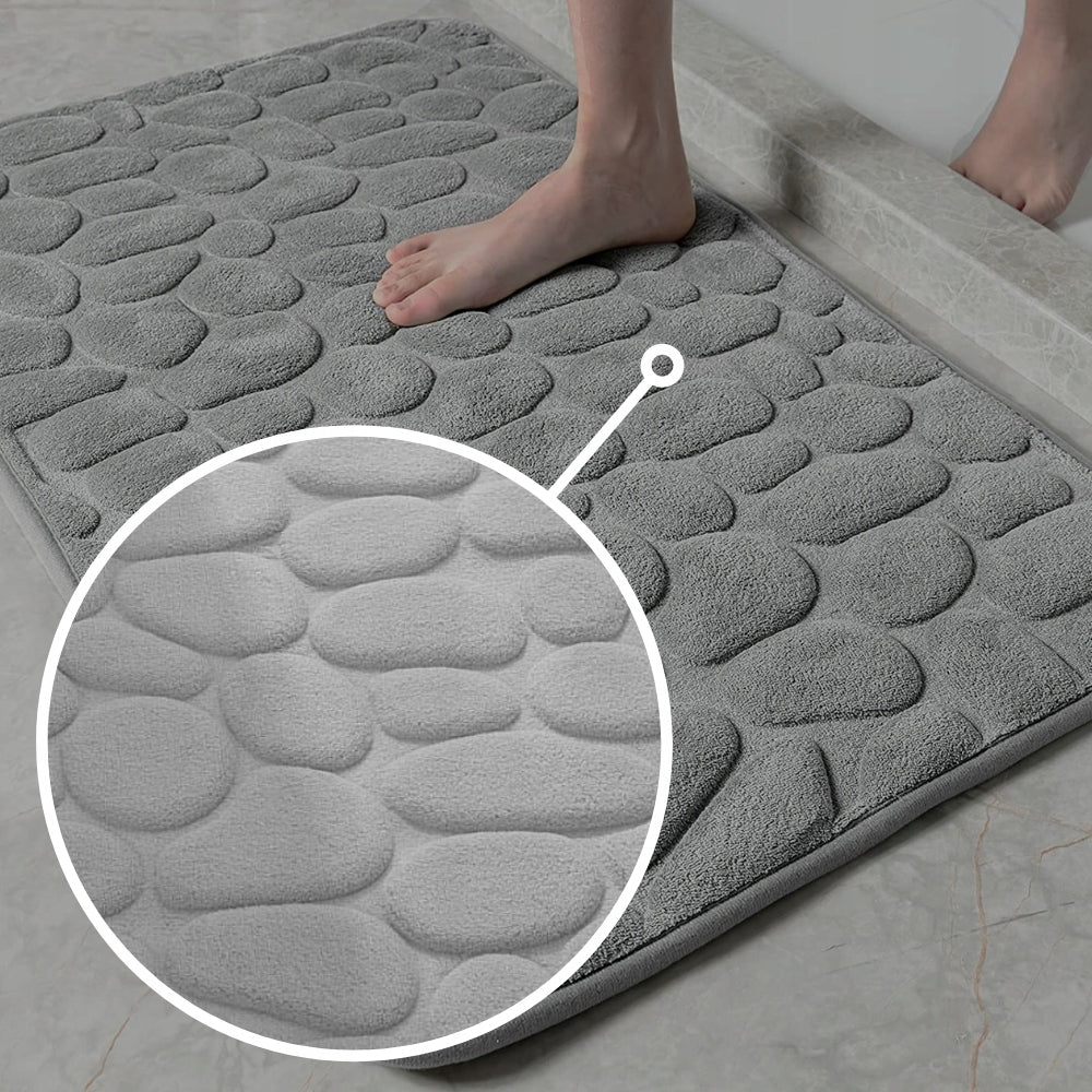 Bathroom Rugs Set of 3 Non-Slip Soft Grey Stone Length 80 cm