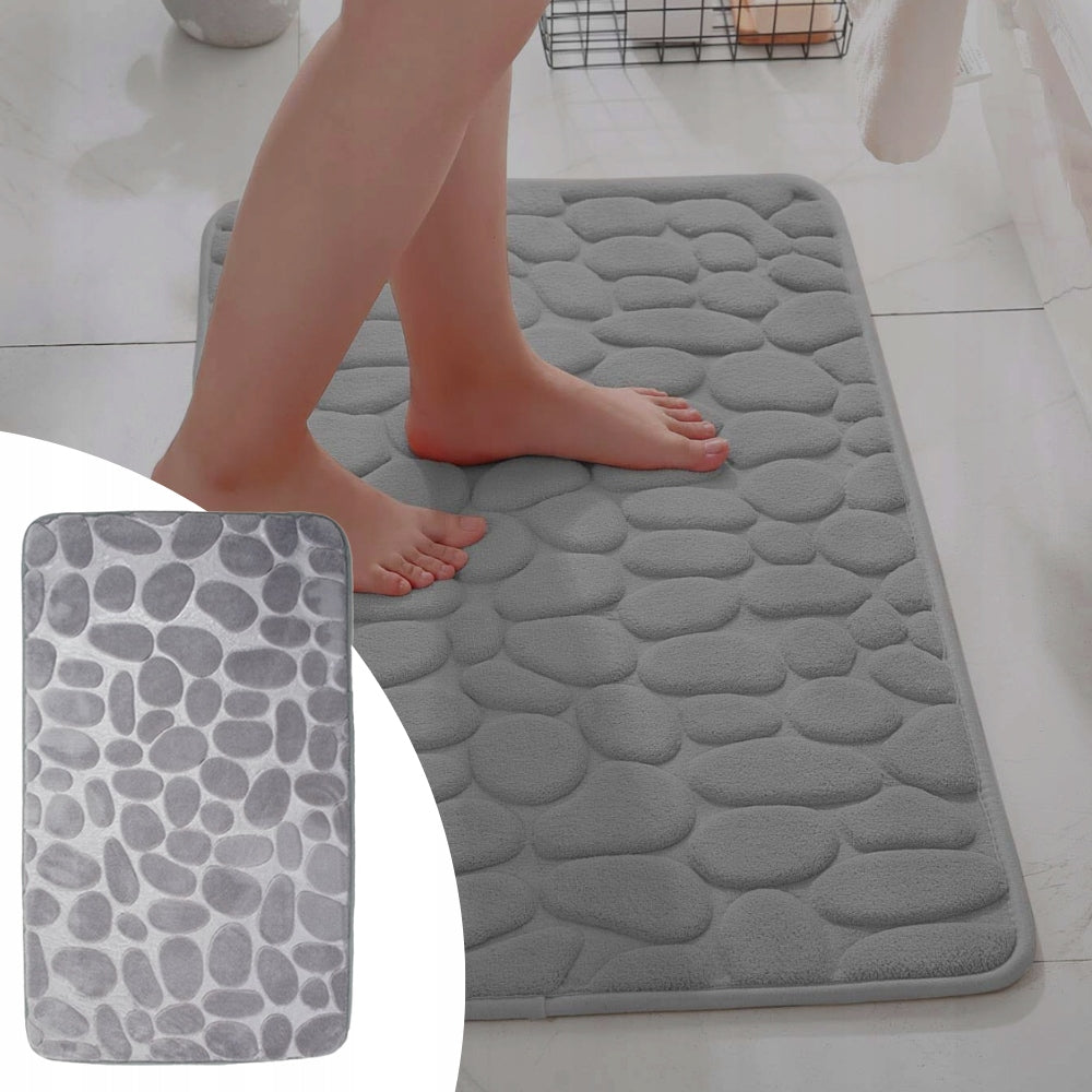 Bathroom Rugs Set of 3 Non-Slip Soft Grey Stone Packaging status original