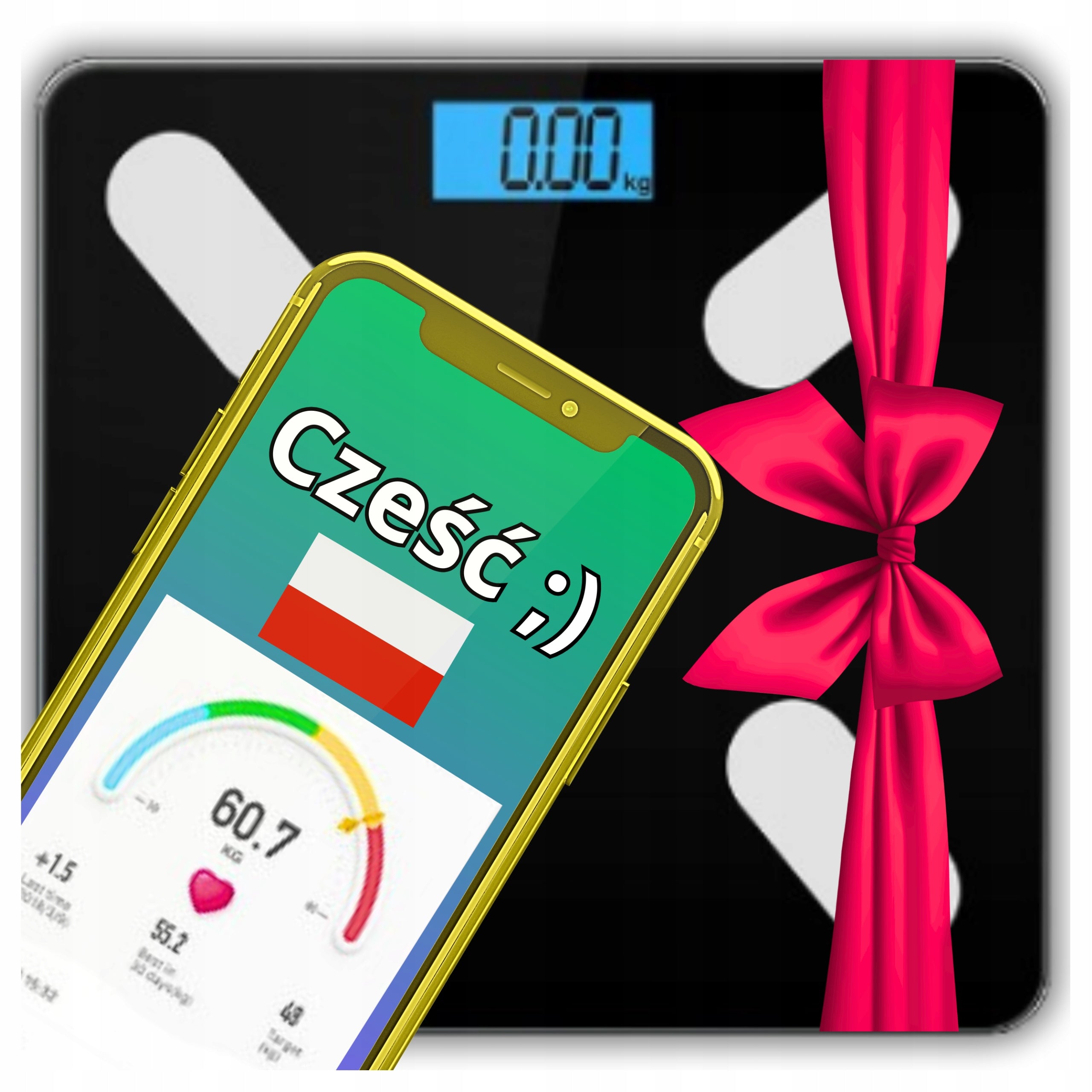 Bathroom Scale Analytical Slim 180KG 25in1 Application Polish LANGUAGE BMI