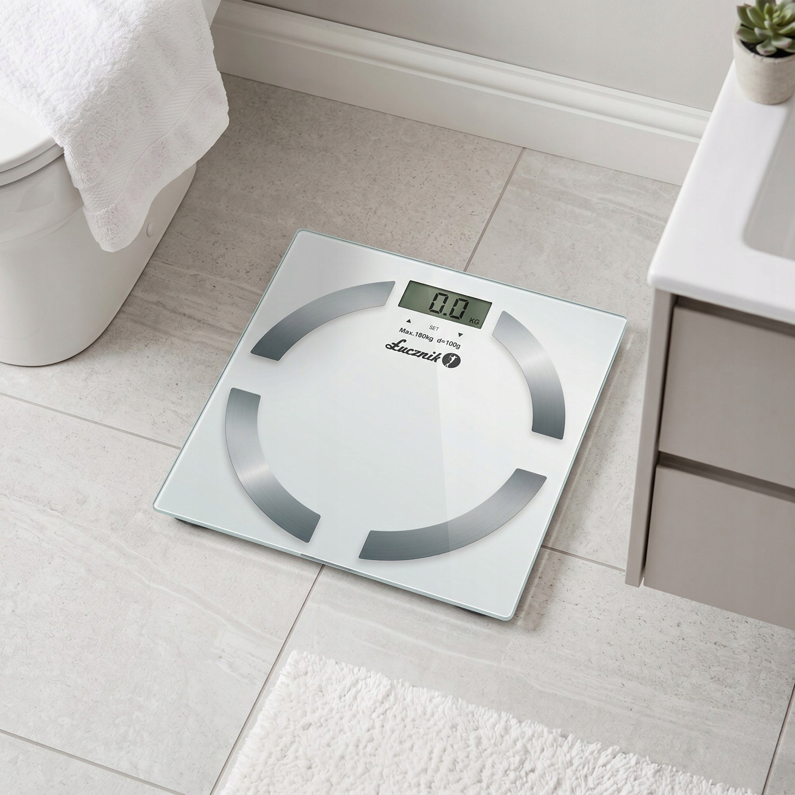 Bathroom Scale Electronic Analytical Łucznik 180kg BMI White + BATTERIES Packaging status original