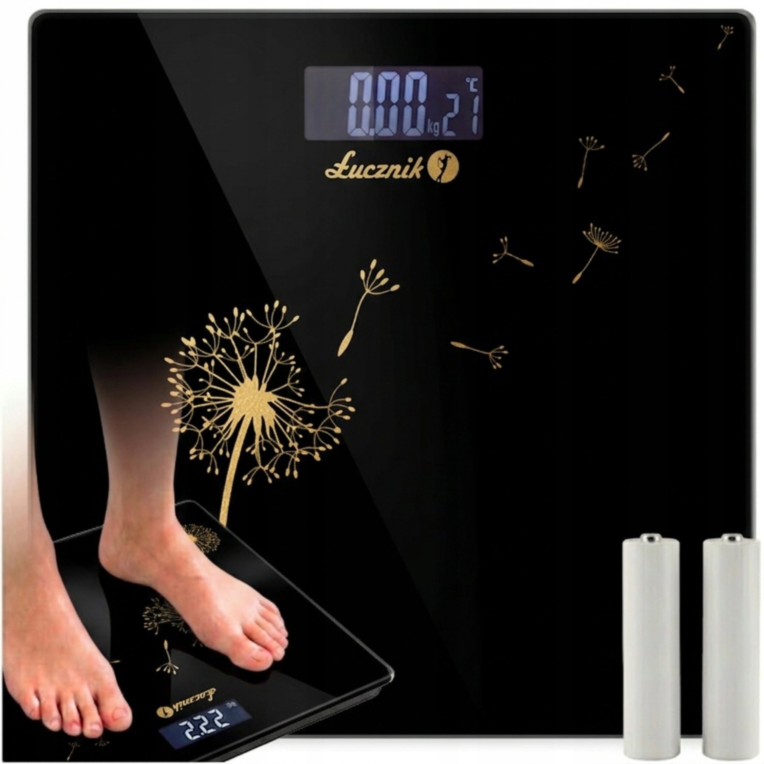 Bathroom Scale Electronic Glass Accurate Łucznik Black 150kg BATTERIES