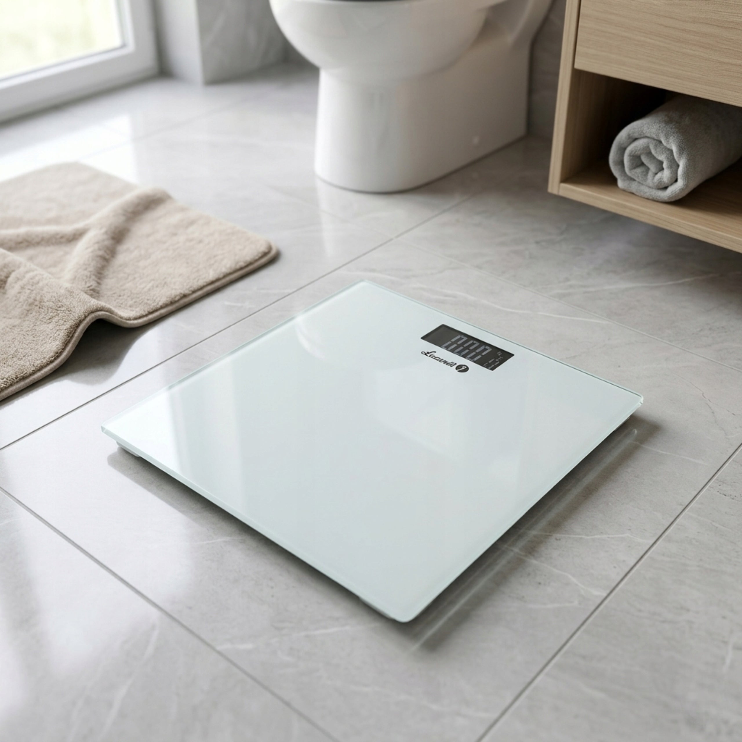 Bathroom Scale Electronic Glass Accurate Łucznik White 150kg +BATTERIES Manufacturer code BS 2018