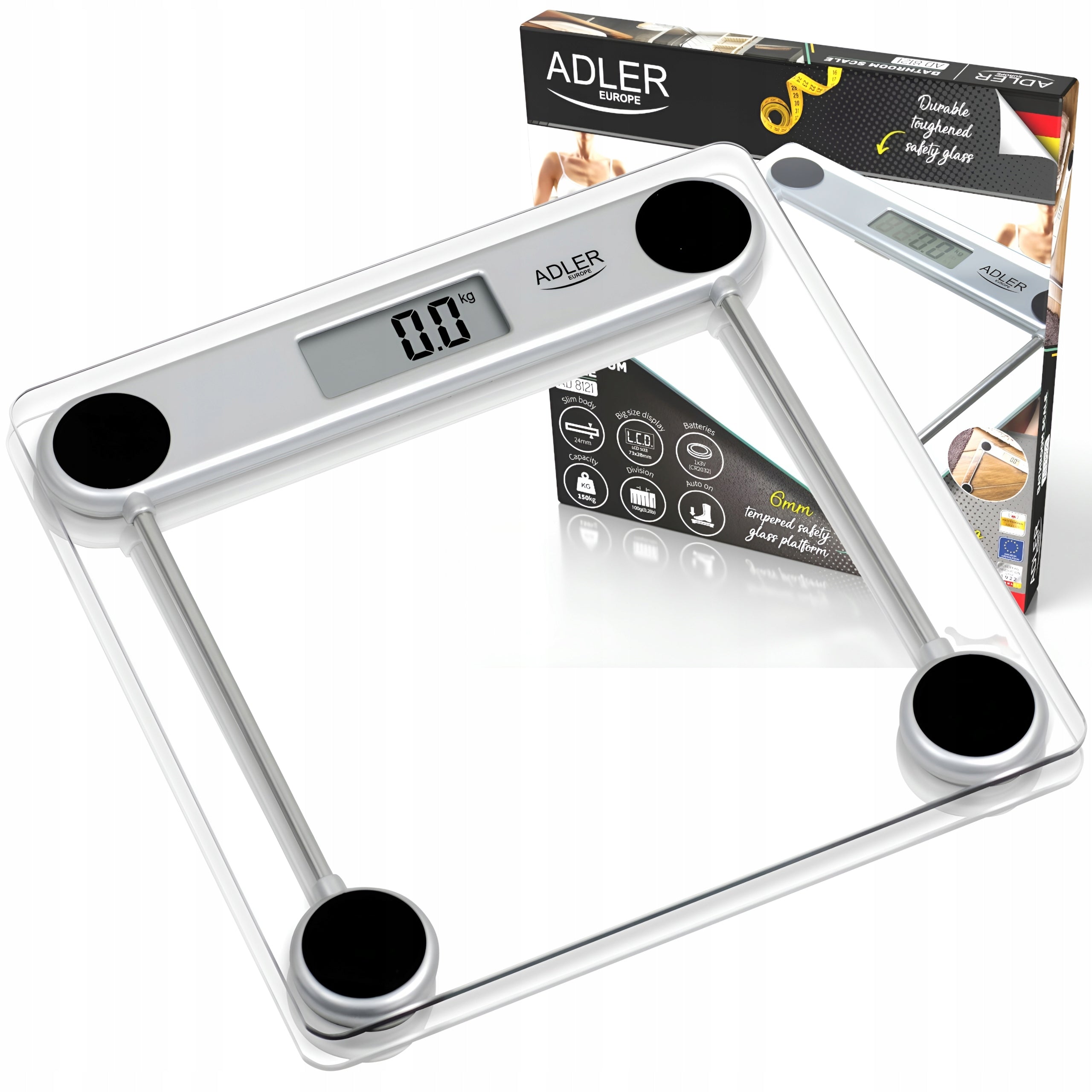 Bathroom Scale Electronic Glass Strong 150kg Precise Accurate LCD